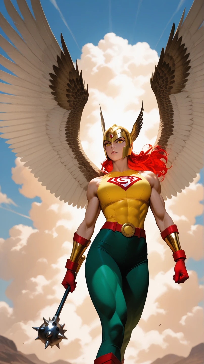 Hawkwoman, aplicar tecidos realistas e acabamento brilhantes verniz na pele e penas