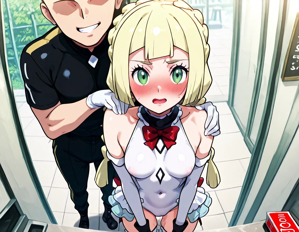 1 Beautiful Girl, Sayla Mass, Blonde Bob Cut, (Earth Federation Army Uniform:1.4), (The uniform is pink and white:1.7), Sayla Mass=15 years old, (blush), masterpiece, highest quality, High resolution, (With a 30-year-old mafia man, penis:1.4), Perfect limbs, (Mating press:1.2), sexual intercourse, ((((penis enters vagina)))), From the back, (Beautiful crotch), Spread your legs, Beautiful vagina depiction, ((Binding, Put your arms behind your back:1.4)), ((Restrained by rope)), A beautiful girl has sexual intercourse with a man