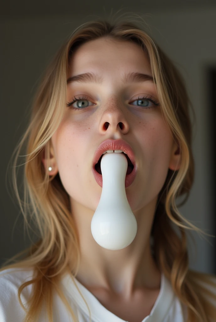 (masterpiece), (best quality), (realistic), Nikon RAW photo, Fujifilm XT3, beautiful 1girl, 19yo,
(spunkmouth:1.2), tight_shirt, scoop_neck,
cleavage, long_sleeves, large_breasts,
(light_blonde_hair:1.1),
looking_at_viewer, happy, (open_mouth:1.1),
(ultra detailed), 8k, 4k, intricate, upper_body, best lighting,
<lora:l_fbb_sd_32_1:1.0>,<lora:cuminmouth:0.4>