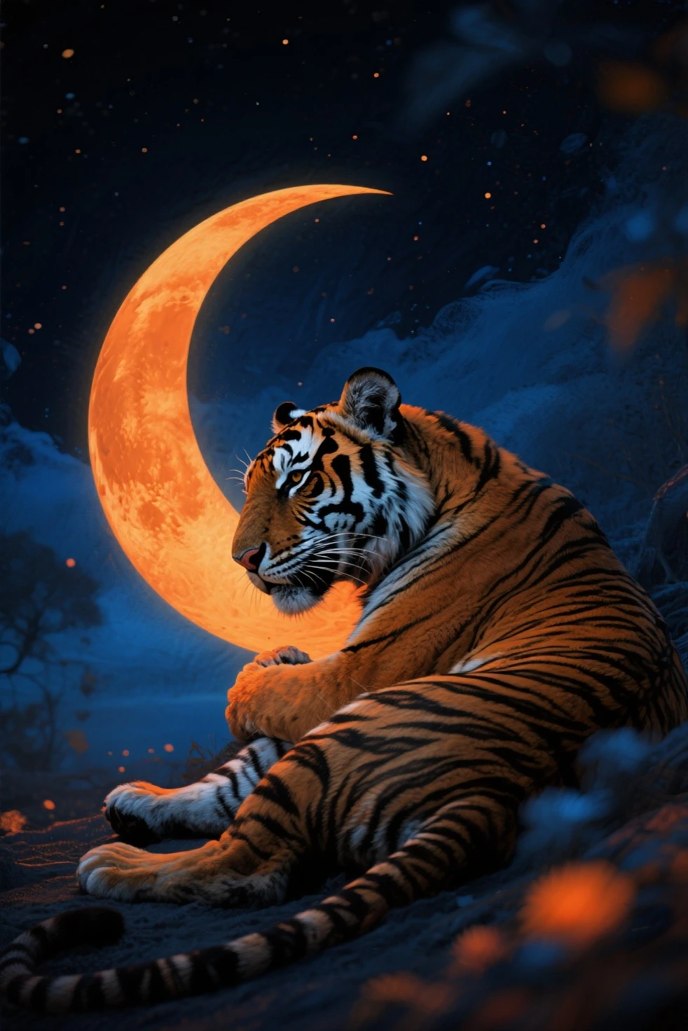 Tiger male, full body covered in fluffy fur, , big muscular chest, volumetric abs, day, , detailed, uploaded to e621, beautiful and detailed portrait of an anthropomorphic white tiger (((male))) kenket, ross tran, ruan jia, uploaded to e621, zaush, foxovh, movie lighting, moon lights, glowing eyes, white fur, long dark mane of hair