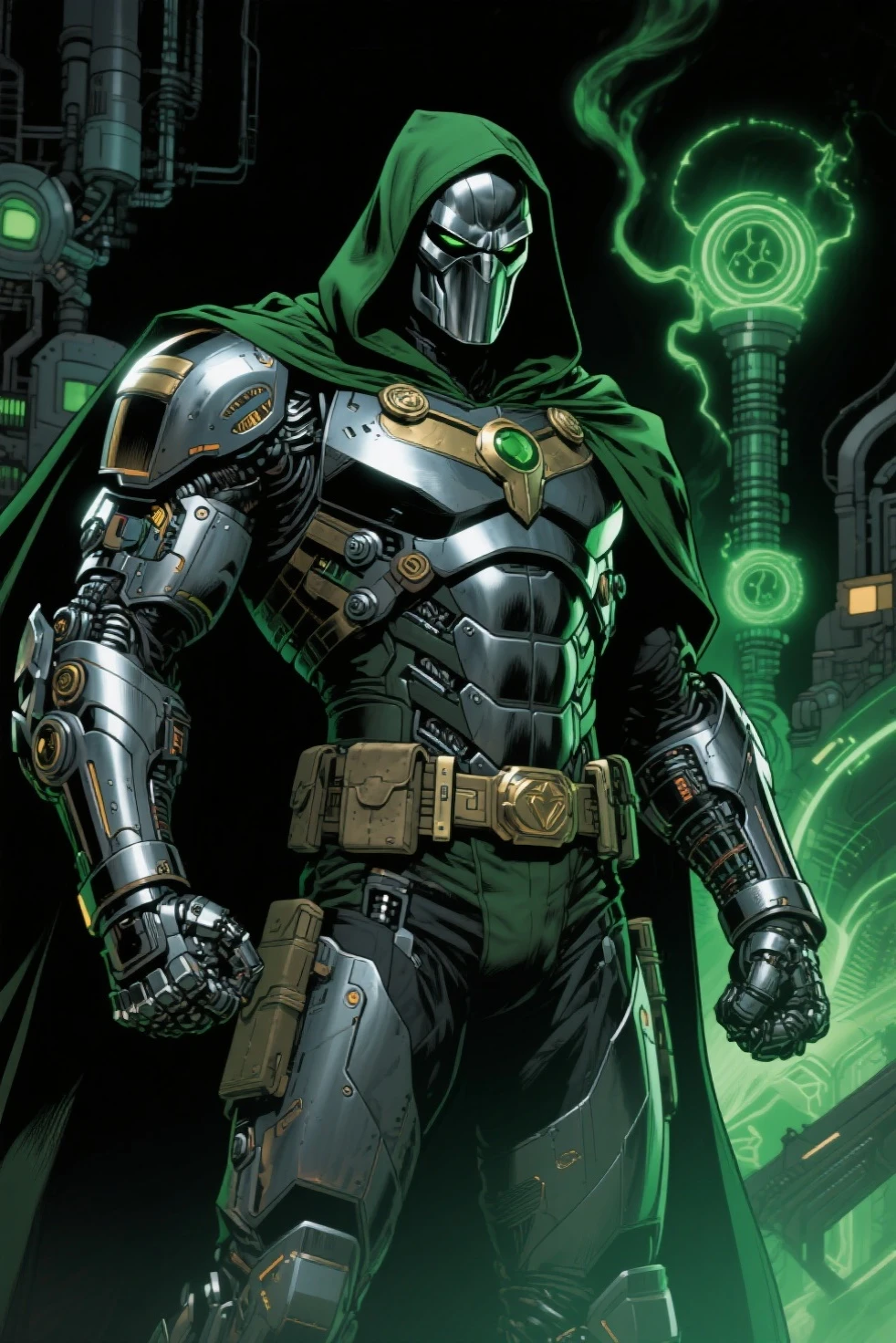 Homem de ferro dos vingadores estilos verde a armadura