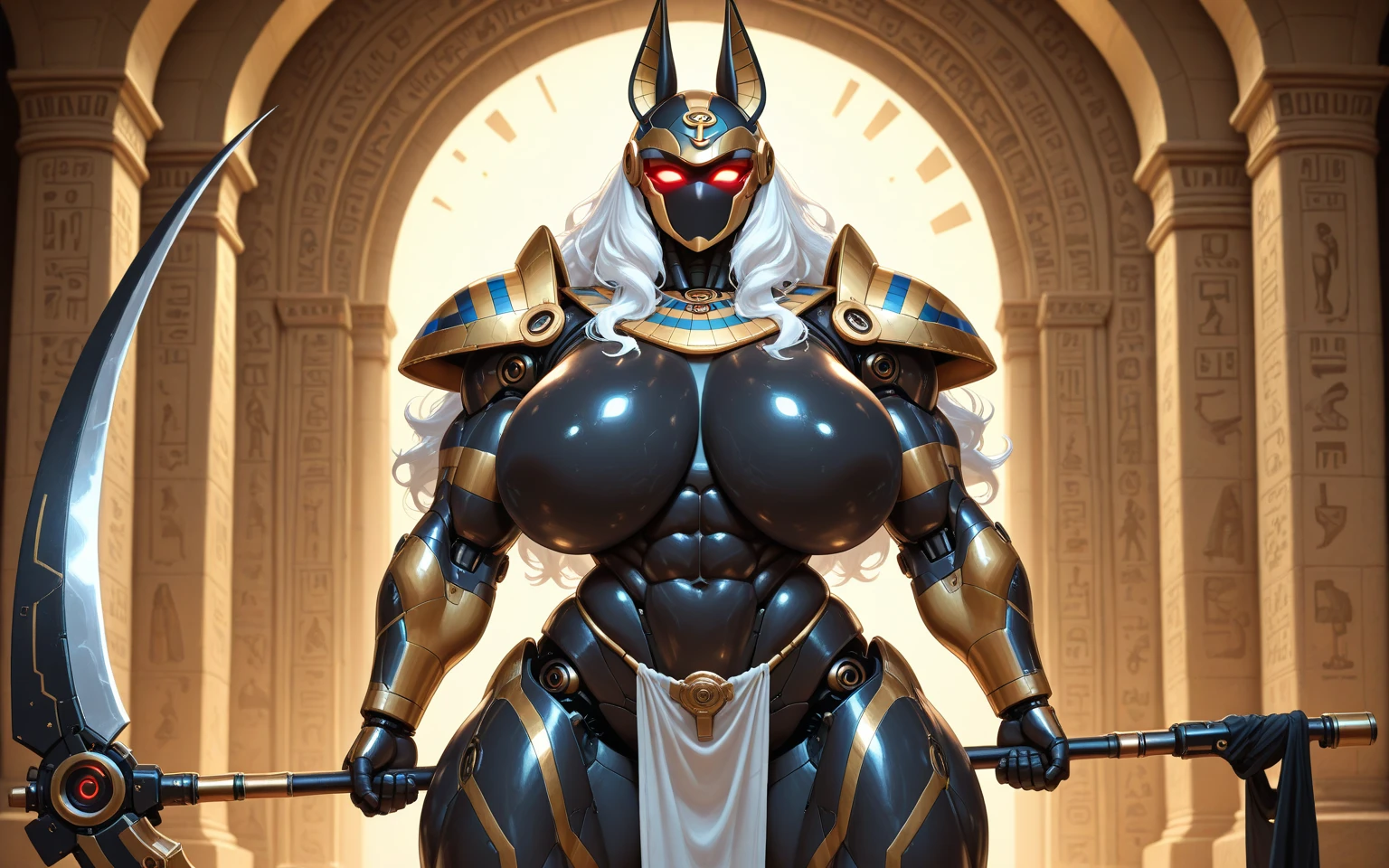 muscular_mature_horse female white_mane long_single_braid gray_furry_body blue_eyes solo Masterpiece best_quality absurdres highly_detailed heavy_roman_armor helmet cleanly_drawn_eyes anthro_only angry by_claweddrip, by_greasymojo, by_underscore-b, by_runawaystride