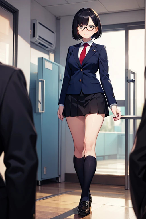 tmasterpiece，Best quality at best，1girll，Young girls，with brown eye，short detailed hair，Morbid smile，shiny skins，（nice leg line：1.3），thick thight，thick-waisted，
break
school uniform，tiese，（pencil skirts）），lacepantyhose，high heels
BREAK
park，The crowd looked surprised，depth of fields，looking at viewert，standing on your feet，from back，The upper part of the body，Legs up，Big breasts as big as basketball，Big cows，big assa，Pinch your chest with your hands