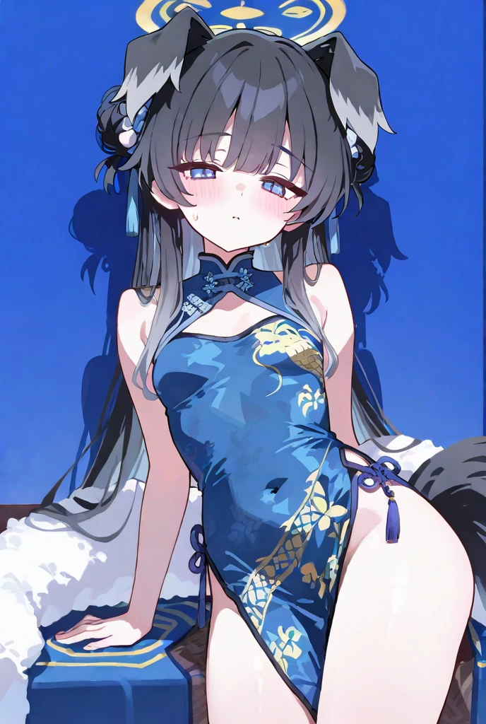 、Cat ear、tail、black hair、Small breasts、small breasts、snow、flower garden