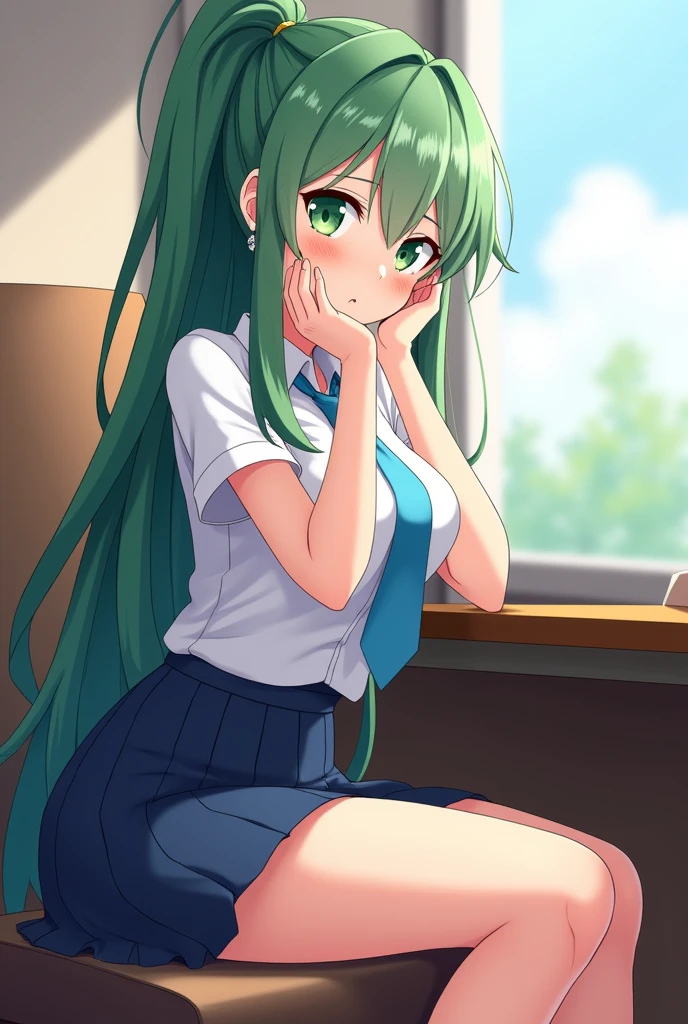 (masterpiece, Highest quality), High resolution, Detailed face:1.2, anime(1.2), Sharpness, 4K, A woman taking a photo, Long Hair, Green Hair, Straight hair, Fine skin, Beautiful Hands, Beautiful fingers, Wearing a beret, tie, Short sleeve blouse, Pleated skirt, school bag, Thighs, Absolute area, Knee socks school, Schoolyard、(((blush, cry)))、(missionary, 1boy, penis, lying, vaginal, pov, spread legs, sex, nsfw)、Awards, Anatomically correct、((missionary position,man on top, spread legs))、((Scared))Natural light, Sharp focus, Hasselblad Photography, Cinema Lighting, whole body,