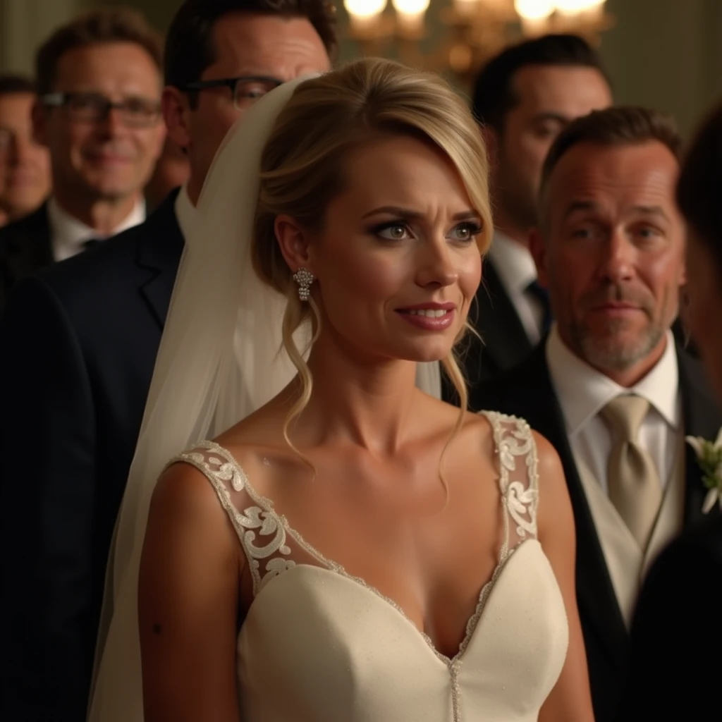 masterpiece,best quality, <lora:kim-000018:1>,1gir,a photo of kim wexler,wedding dress, upper body,smile