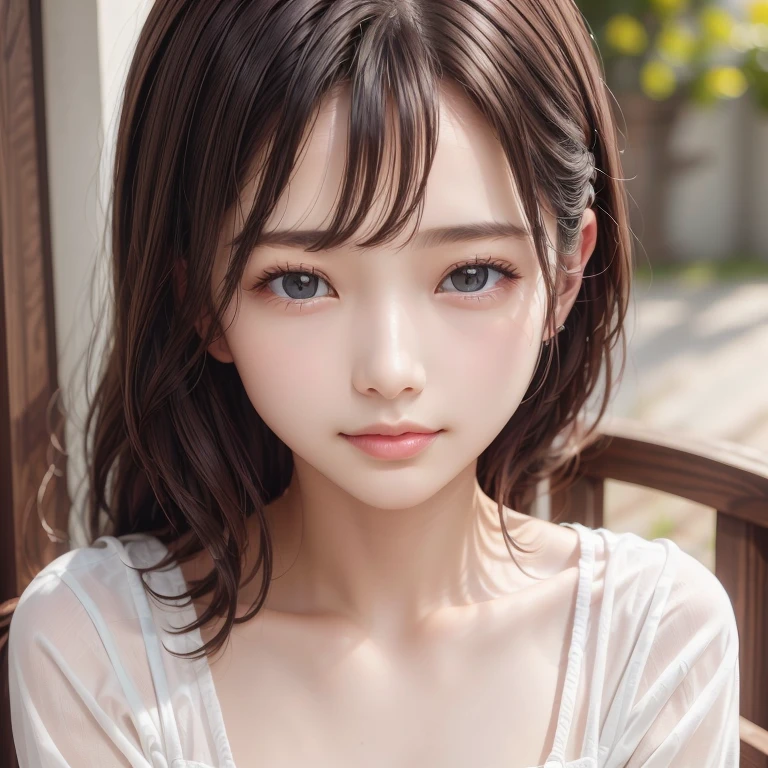 (Raw photography:1.2)、top-quality、a beautiful detailed girl、A smile、short-haired、extremely detailed eye and face、beatiful detailed eyes、huge filesize、hight resolution、8k wallpaper、finely detail、Highly detailed ticker uniform 8K wallpaper、Light on the Face、电影灯光、、Cute poses、(photorealisim:1.4)、Human、super detailing、having clothes are worn、Ready Style、Hirahira、