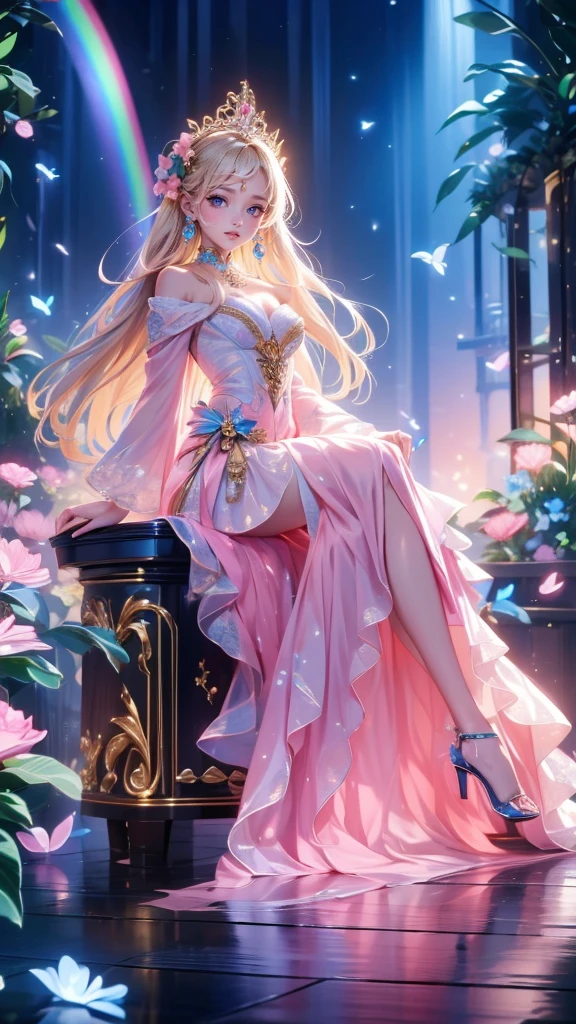 (((photographrealistic:1.5))),((top-quality、8K、16 K、​masterpiece:1.3)),high-level image quality、最high-level image quality、top-quality、hiquality、8 slender body、Beautiful feceボディーライン、Beautiful fece女性、Colossal tits、Sexy style、Insist cleavage、Boob emphasis、(1girl in:1.4)、Photorealsitic:1.4、Official art、ultra-detailliert、Beautiful and aesthetic、Beautiful fece、​masterpiece、Show off your cleavage、undergarment、Huge chest chest)、sexy undergarment、garterbelts、Enamel Bondage Costume、(full body1:4）、Beautiful fece女性は, (Medium length hair), Detailed huge breasts, Full body, Lovely smile, (Warm colors), moist, moist, Reflectors, (masutepiece) (photos realistic)(Best Quality) (Detailed) , (8K) (Wallpaper) (Cinematic lighting) (Studio Lighting) (Convoluted) Fashion, Flower arch so magical and dreamy, opulent, ethereal fairy tale, Rich pastel color palette, Ethereal dreamy theme, dreamy and detailed, The setting of a fairy tale:, (((building with many flowers)))、anime fantasy artwork, anime fantasy illustration, Beautiful feceアートワークのイラスト, Beautiful feceアニメアートwork, elaborate digital art, Convolutedな華やかなアニメCGIスタイル, anime art nouveau cosmic display, Beautiful feceアニメアート, Beautiful feceデジタル芸術作品, Beautiful feceファンタジーアニメ, Detailed anime artwork, Detailed Digital Anime Art, dreamy psychedelic anime、Sexy lingerie、