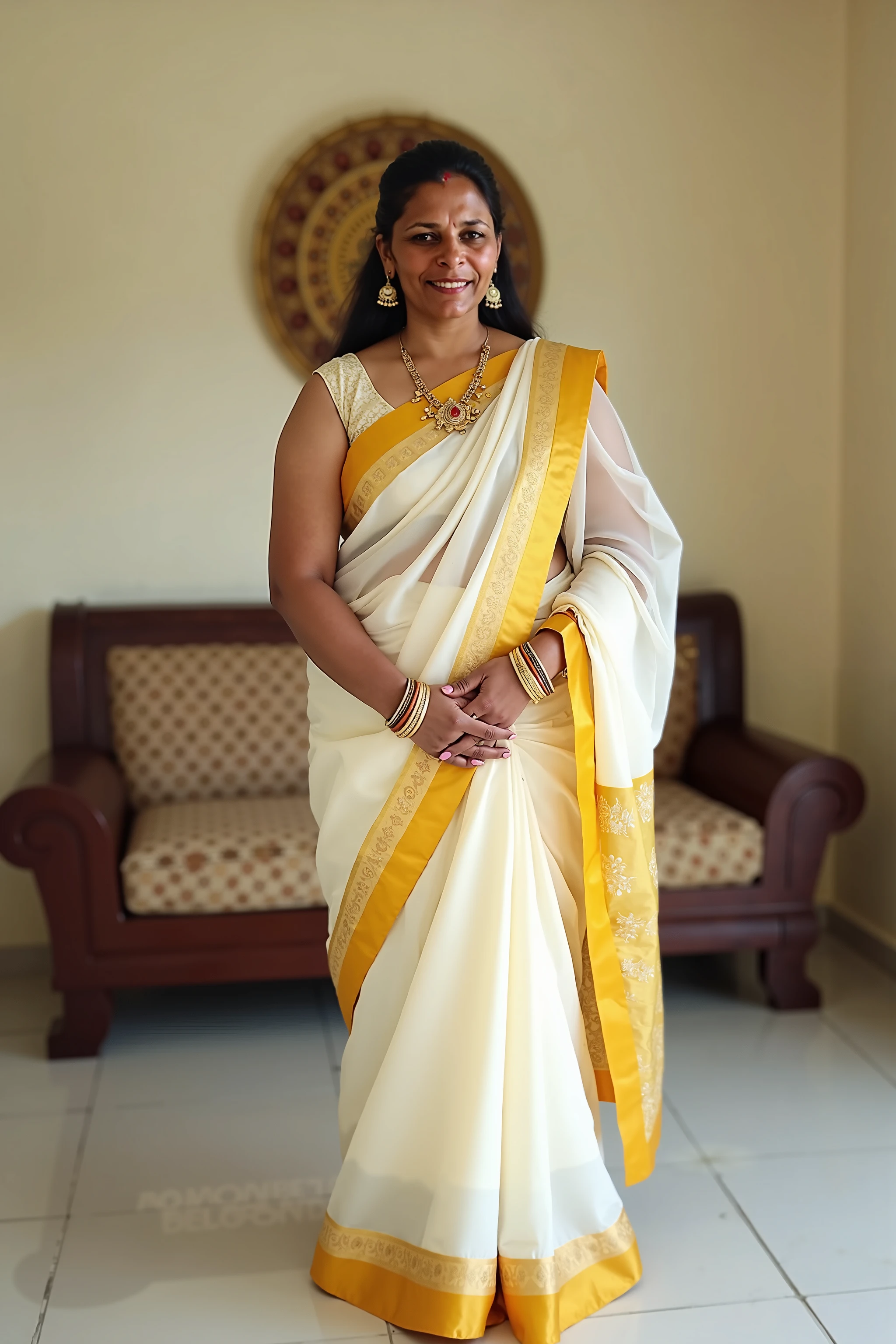 full length image of 35 year old Kerala christian woman
