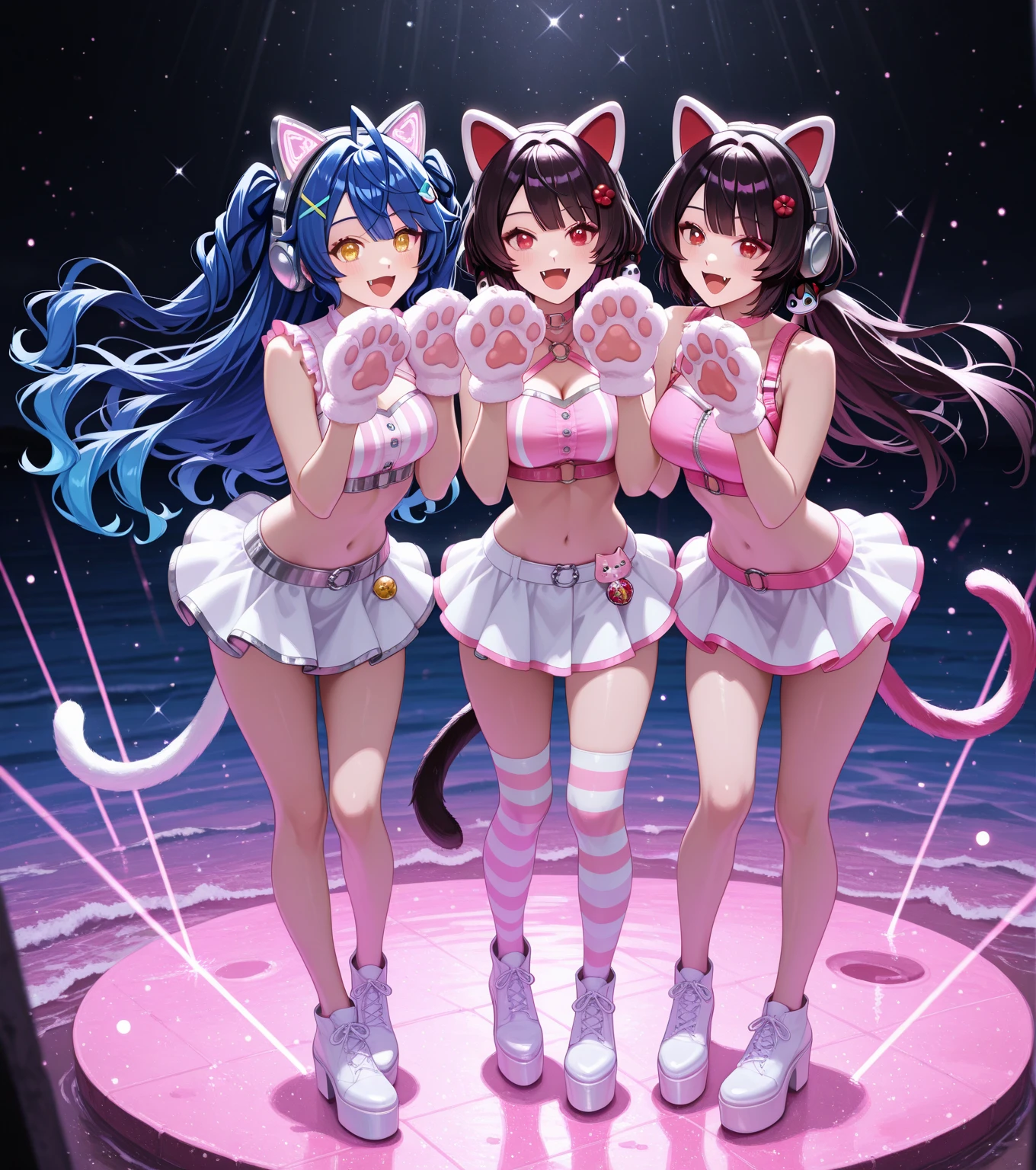 4 girls white tigers kpop group ((animal))