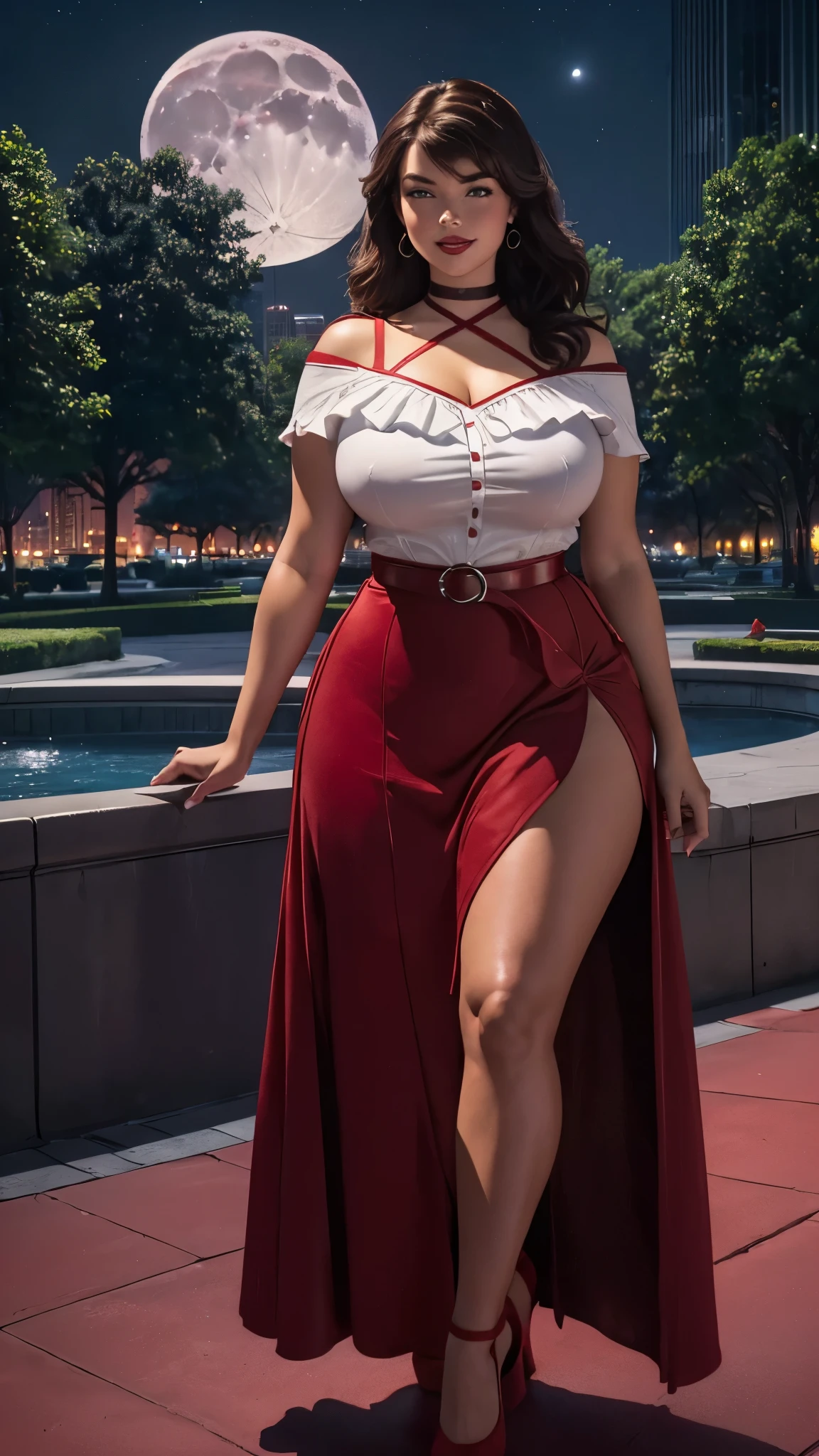 a close up of a woman in a Vermelho dress and white jacket, Vermelho hot, very roupa sexy, look sexy, roupa sexy, roupa apertada, wearing a Vermelho outfit, lorena avarez, ela tem uma barriga redonda e gorda, Vermelho head, with a Vermelho skirt, angelawhite, Vermelhohead girl, vibrant Vermelho, she has Vermelho hair, Vermelho