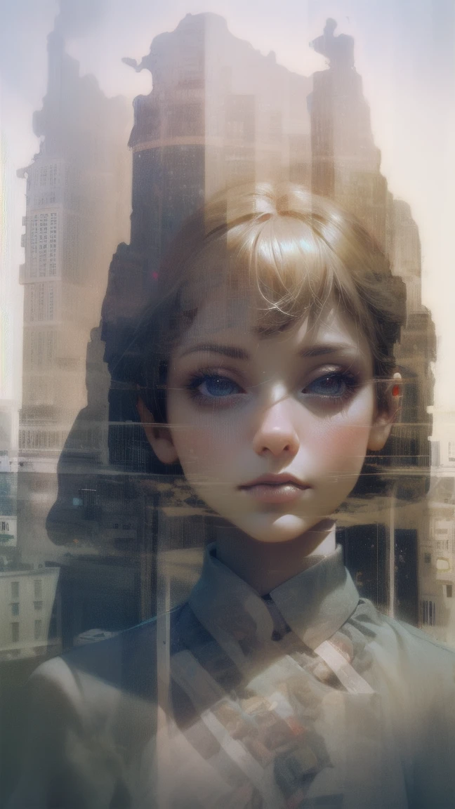 <lora:hhy-000006:.8>,Skyscrapers as background,portrait,young female,upper body,school uniform,golden hair,pigtail,blue eyes,standing,Floor-to-ceiling windows,smile,looking at viewer,1girl,
