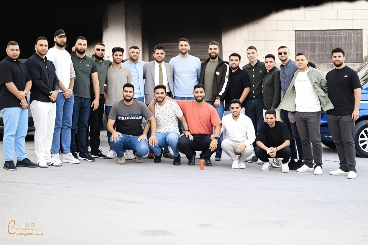 Masterpiece, creat a high resolution Portrait.  Druze 5 family young and mature men in a small village as modern greek soliders, hairy, ,masculine men ,traditional, hairy chest,druze village,hefty, wisdome, shirtless, trees, exposed, intimate, slim, modeling, weapons.  Realistic.