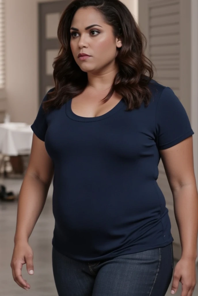 arafed image of a woman with a baseball cap on smiling, 25 years old, chubby round body, jiggly belly and thighs, bottom heavy, obese, wearing jeans and a long sleeve tshirt, double chin, fat round face, arielle kebbel-bailee madison-aimee teegarden-keri russell-cheyenne kimball-isla fisher-odette yustman-ginnifer goodwin-celia weston-lauren graham-majandra delfino-katherine mcphee merged, entire body visible, full body, hyperrealistic, best quality, 8K, real human skin, masterpiece, extremely intricate, medium closeup, detailed eyes, detailed face, detailed body, exaggerated features, pronounced features