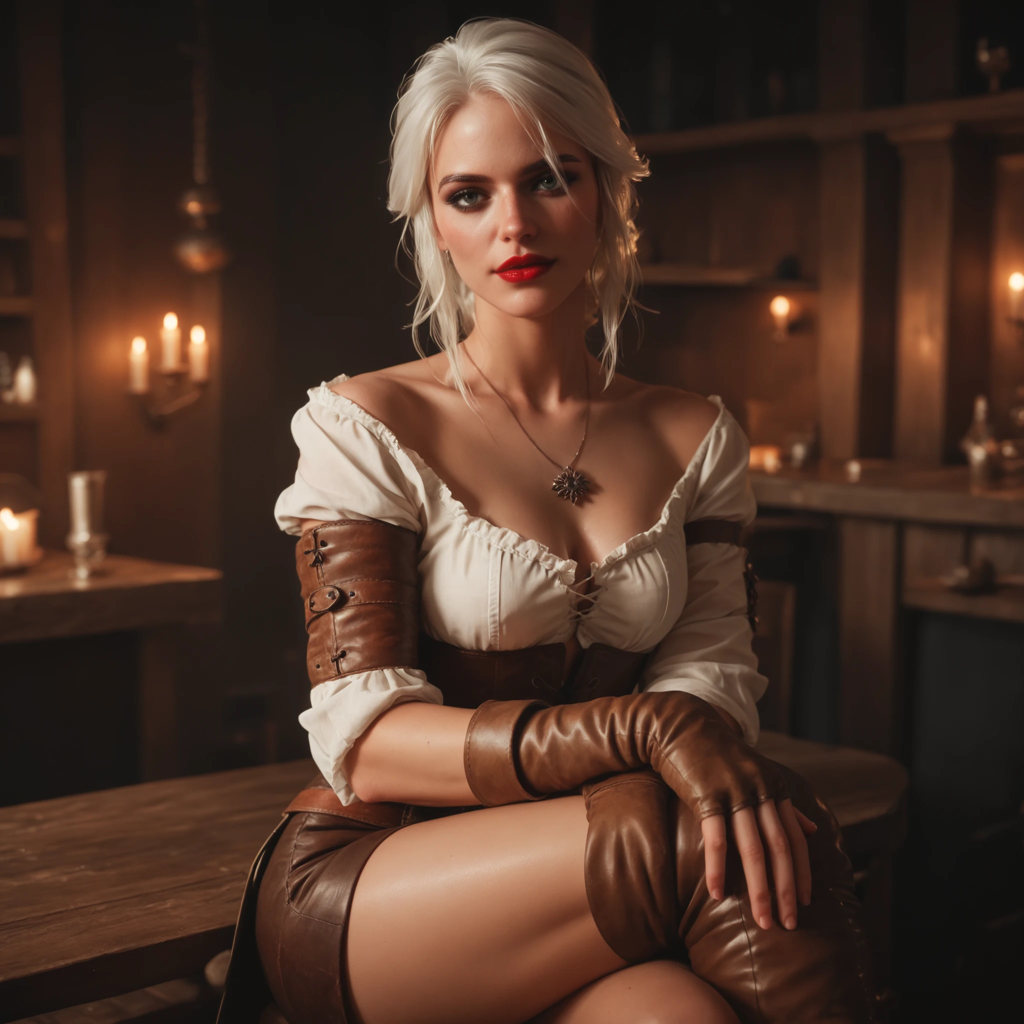 Btflindngds, a beautiful girl named Elizabeth, big lips, white hair, gorgeous actress, european, photograph by artgerm and (greg rutkowski:0.3), (cinematic:0.4) lighting, big natural breasts, breast cleavage, bikini, dark Mansion , skinny body, jewellery, chokers, very hot girl, The girl is holding the championship trophy in her hand,
