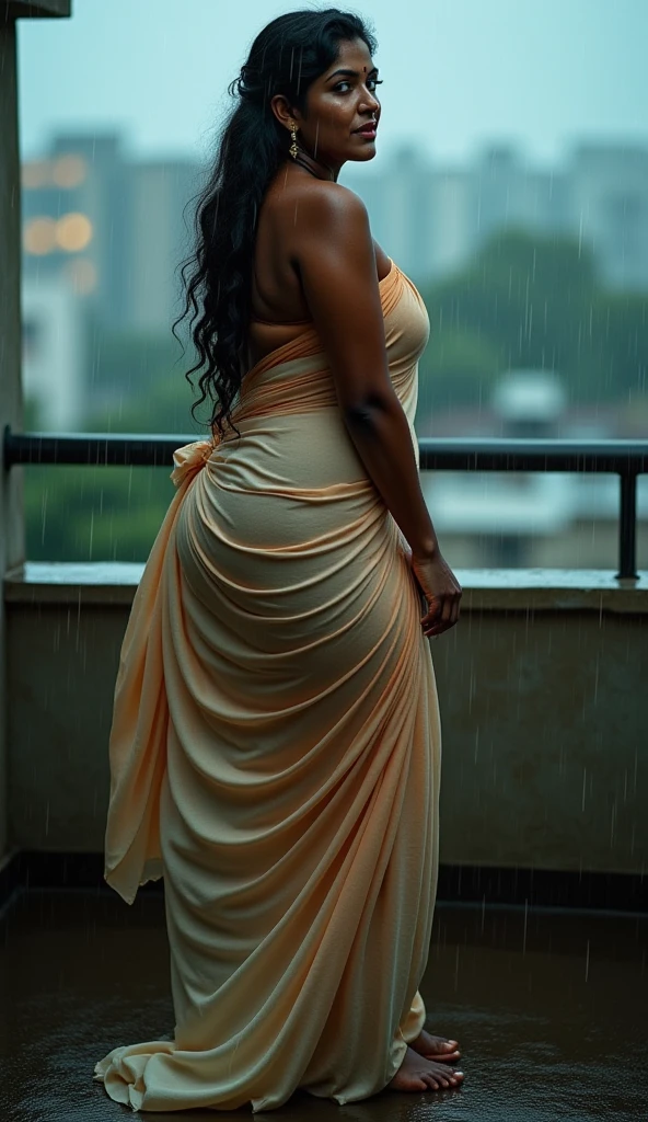 Woman thrown in the pool in her fine clothes, at a party, ((dressed up)), ((expensive party frock)), jewelry, ((soaked)), ((drenched)), ((dripping wet)), ((looking at viewer)), coming out of the water, resurfacing, Crimson color myanmar dress , droplets, evening, photorealistic, bokeh, narrow focus, party guests, ((crowded)), outside, soft lighting, closeup, outdoors, night sky, cityscape, see through, transparent, nsfw, varied poses, emphasize round ass, produding round ass,