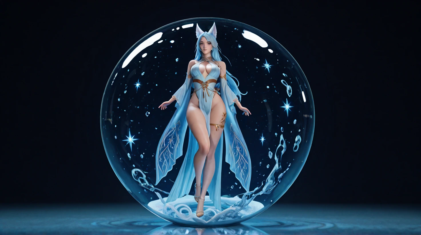 Blue Hair Surrealism, Character table, Reference Table, Standing painting, 8k, Super Detail, 1080P, Women HD, 4K, 8k, 16k, high resolution, best quality, high quality, Anatomically correct, masterpiece, precise, Ultra HD,grace,Unreal Engine,Delicate face,Long braids,slim,Long legs,miniskirt