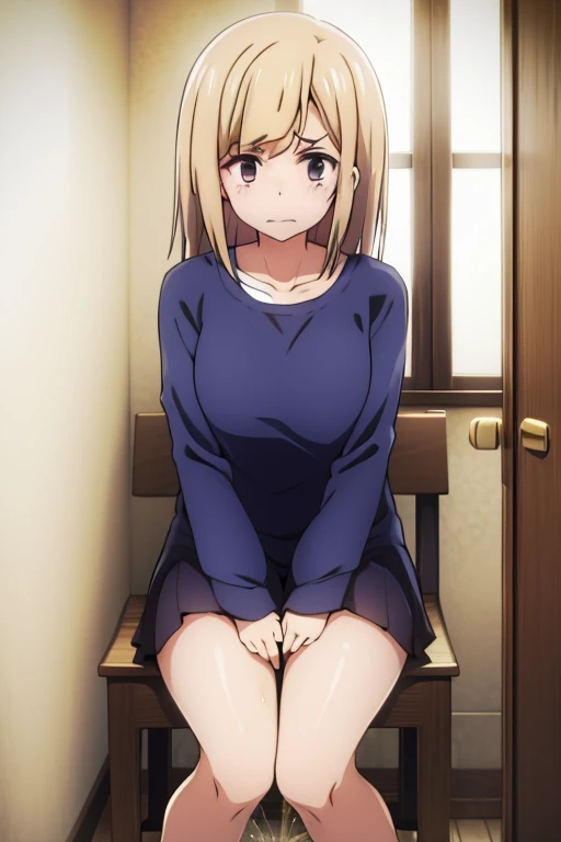 (masterpiece、Highest quality)、Blonde Short Hair、(Schoolgirl uniform、Pleated mini skirt)、(black tights)、Exposed nipples、(Black Pantyhose)、Open your mouth、Hold two VR controllers、Sitting on the floor、Knees up、Knees to chest、Spread leg pose、(White cotton panties)、Cameltoe、In the room、barefoot、Bare legs、((Showing off your crotch、Showing off panties))、Sitting on the floor、Putting your nipples in your clotheasterpiece、Highest quality、Super detailed、An illustration、colorful、FAQ Color、Depth of written boundary、Lens Glow、One girl、anime、sit down、Brunette look、School、classroom、Pleated elasticated、Black Pantyhose、Delicate skin texture、Delicate fabric texture、A lovely and meticulous face、Normal hand、whole body