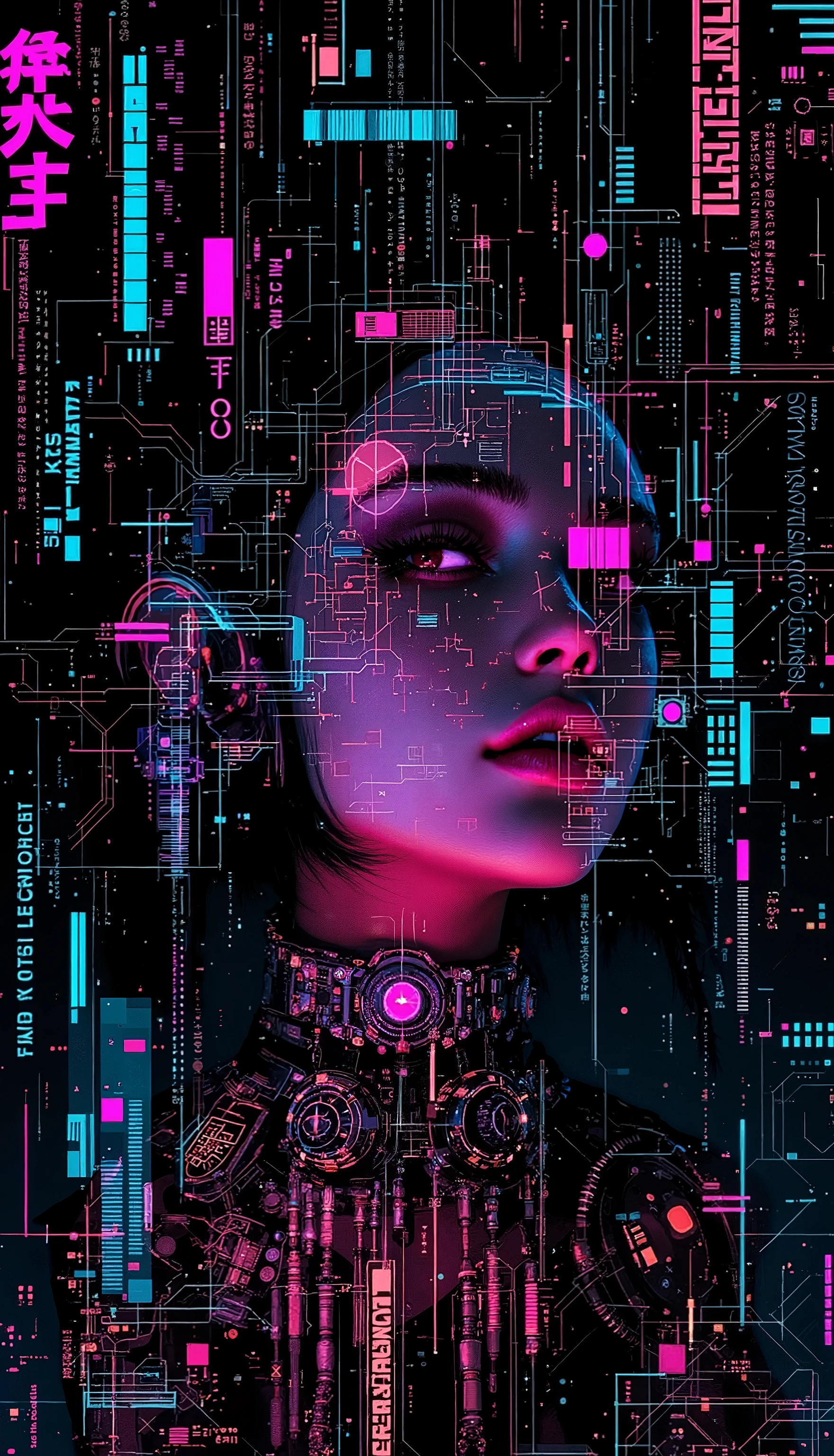  Portrait of a futuristic cyberpunk rebel leader, girl, centered, adorned with revolutionary tech, in a hidden, underground bunker, shifting holographic interfaces, 4k, glitch, inspiring, digital art style, hyperrealism, charismatic, dark background, emotionally compelling, high quality, unforgettable, intricately crafted, by Katsuhiro Otomo and James Jean. beautiful detailed, high resolution, 32K, realistic rendering, (Masterpiece, Hi-res: 1. 2), ultra-realistic details, depth of fields, High Definition, Accurate, top quality, High Definition model, high detail, (detailed face : 2.0), (dynamic : 2.0), (intricate details : 1.1)