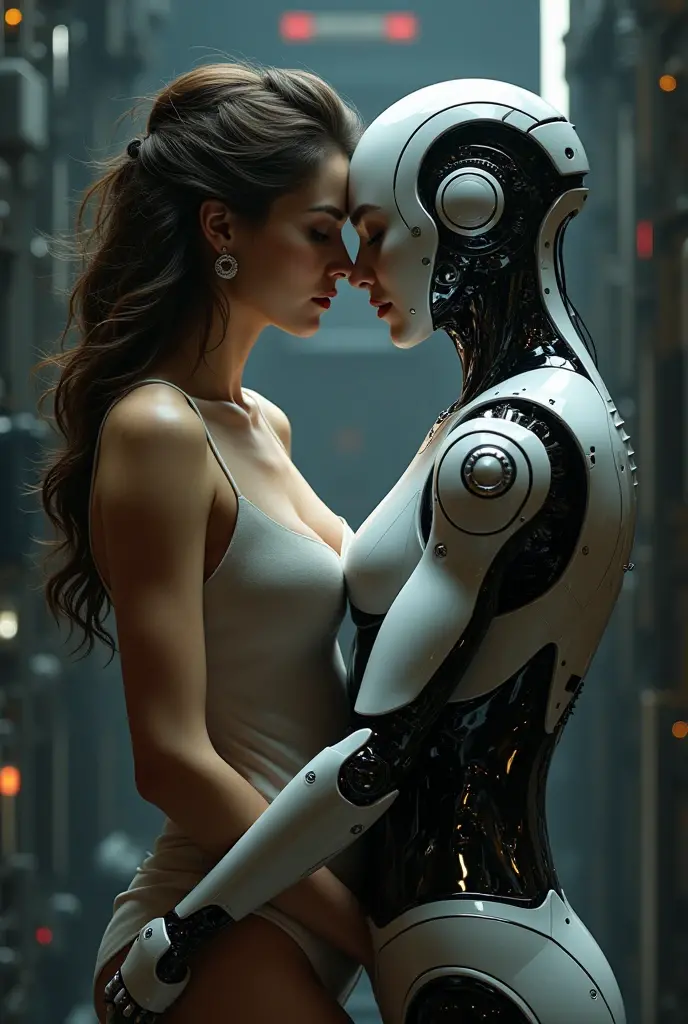 Robor making out with a human