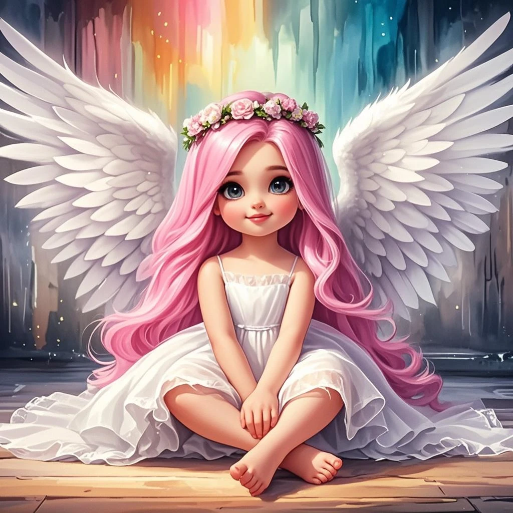 blonde girl with long hair and purple wings, girl with angel wings, girl with feathers, of a beautiful angel girl, angel girl, angel girl, cute portrait angel girl, purple leather wings, purple feathers, angel face, young harpy-girl, an angel, feather wings, wearing angel, angelic photography, feathered wings, fallen angel