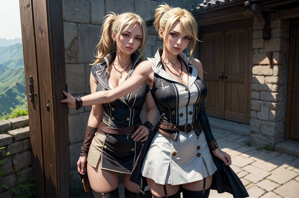 The tooltip for a given topic is as follows: "Girl with a European face, Aryan face, Violet, 1girll, Solo, view the viewer, Blue eyes, Blonde hair, (Best Quality, 4k, 8K, hight resolution, Masterpiece:1.2) Ultra-detailed features, including realistic, Photorealistic eyes and face. The image shows a medium (Insert Material) that resembles an illustration, oil painting, or 3D rendering. Girl in garden with bright flowers and sharp focus, soft studio lighting. The overall atmosphere is calm and serene, with a touch of unearthly beauty. The color scheme is dominated by shades of black, Creating a dreamy and surreal aesthetic.",  Medium chest, slender body, unparalleled beauty sexy and very beautiful face, Sexy clothes with open chest and visible bra, 