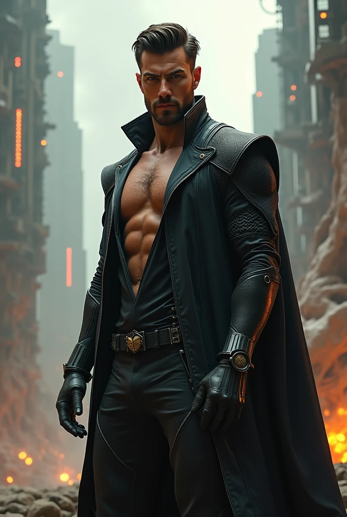 realistic, ((masterpiece)), ((best quality)), (detailed), cinematic, dynamic lighting, soft shadow, detailed background, professional photography, depth of field, intricate, detailed face, subsurface scattering, realistic hair, realistic eyes, muscular, manly, photo of a handsome asian man, spikyarmor, wearing spiky hoodie, spikes, science fiction, fantasy, shiny reflective metal, dynamic pose, pants,