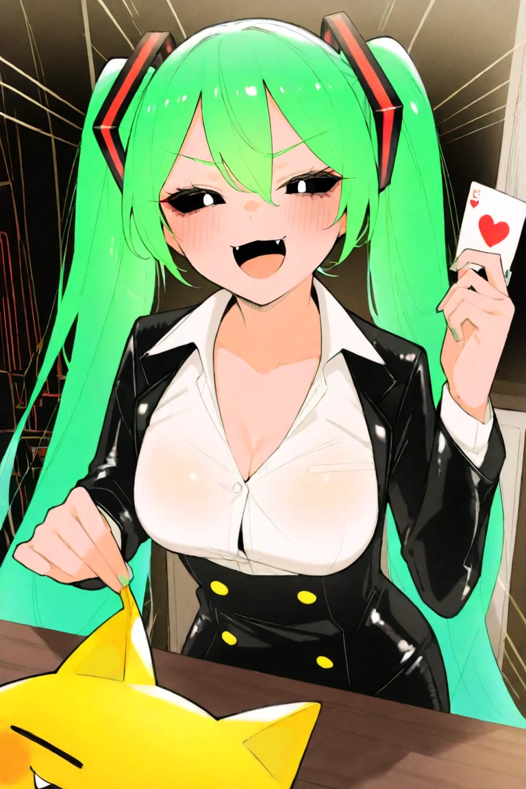 uncensored, 
1girl, breasts, solo, large breasts, nipples, cleavage, pussy, cameltoe, sweat, cleft of venus, skindentation, collarbone, huge breasts, shiny hair, wet, bursting breasts, skindentation, 
blush, parted lips, 
animal ears, rabbit ears, bowtie, pantyhose, playboy bunny, fake animal ears, bow, leotard, detached collar, see-through, black bow, bare shoulders, black bowtie, covered navel, detached sleeves, highleg leotard, wrist cuffs, see-through leotard, strapless, black pantyhose, hairband, strapless leotard,sidelocks, highleg, navel, thighs, traditional bowtie, brown pantyhose, areola slip, meme attire, nipple slip, reverse outfit, 
indoors, flower, window, poker chip, table, chandelier, coin, bunny day, 
looking at viewer, cowboy shot, hand on own chest, standing, smile, 
{black hair| blonde hair| blue hair| brown hair| burgundy hair| colored inner hair| copper hair| dark brown hair| gradation color hair| green hair| jet black hair| light brown hair| orange hair| pink hair| purple hair| red hair| silver hair| gray hair| sky blue hair| white hair| yellow green hair| yellow hair}
{black eyes| gray eyes| brown eyes| blue eyes| red eyes| golden eyes| orange eyes| purple eyes| green eyes| shocking pink eyes}
