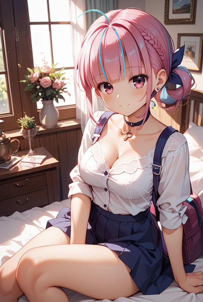 Boy has sex with girl in cowgirl position,masterpiece, Highest quality, High resolution, hmhy1, One Girl, Hair Ribbon, short hair,High contrast shiny oily skin,, Huge long breasts, Naughty big、big breasts attention、H Cup、alone、Looking at the audience,masterpiece, Highest quality, High resolution,One girl,short hair, face, Pink Panties,Pink Bra,Protruding lower milk,Embarrassing,blush,Get angry,classroom,on the desk