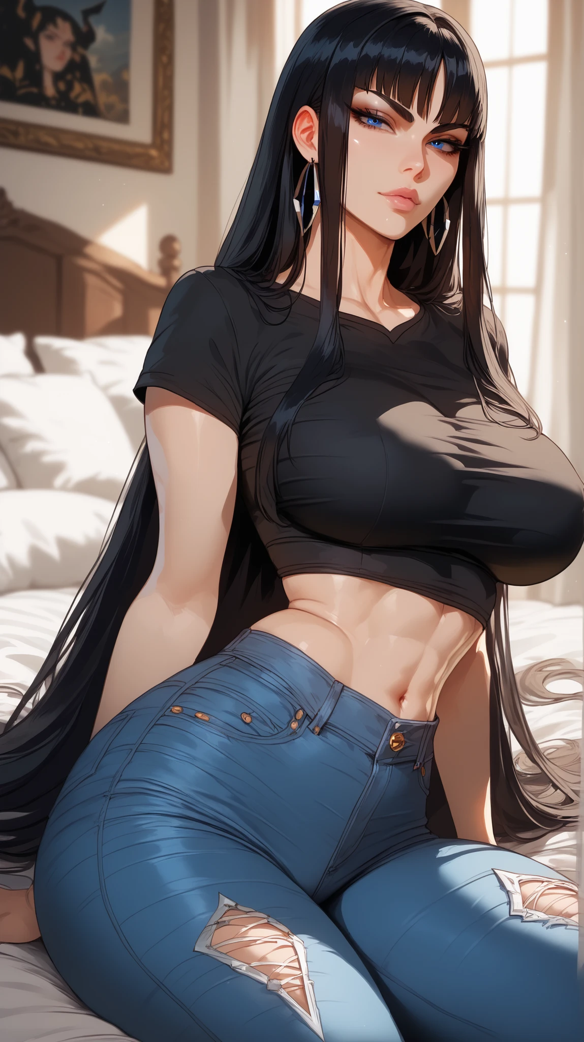 (melhor qualidade:1.3), (qualidade 4K), good composition, green glowing light, full body, head rest, lips, (pretty face, low-tied long hair, ((red_eyes:1.3)), (day:1.2),yor, (Grinning smile) ,(((blush))))), ((large udder)), sagging breast, huge breasts, thicc thighs, gym, workout, hot, sweating, blush, wearing a crop top and lowrider jeans. Apartment background. Shading. Lighting. Dynamic pose. Masturbandose y gimiendo muy intensamente, desnudansose a plena vista, respirando demasiado
