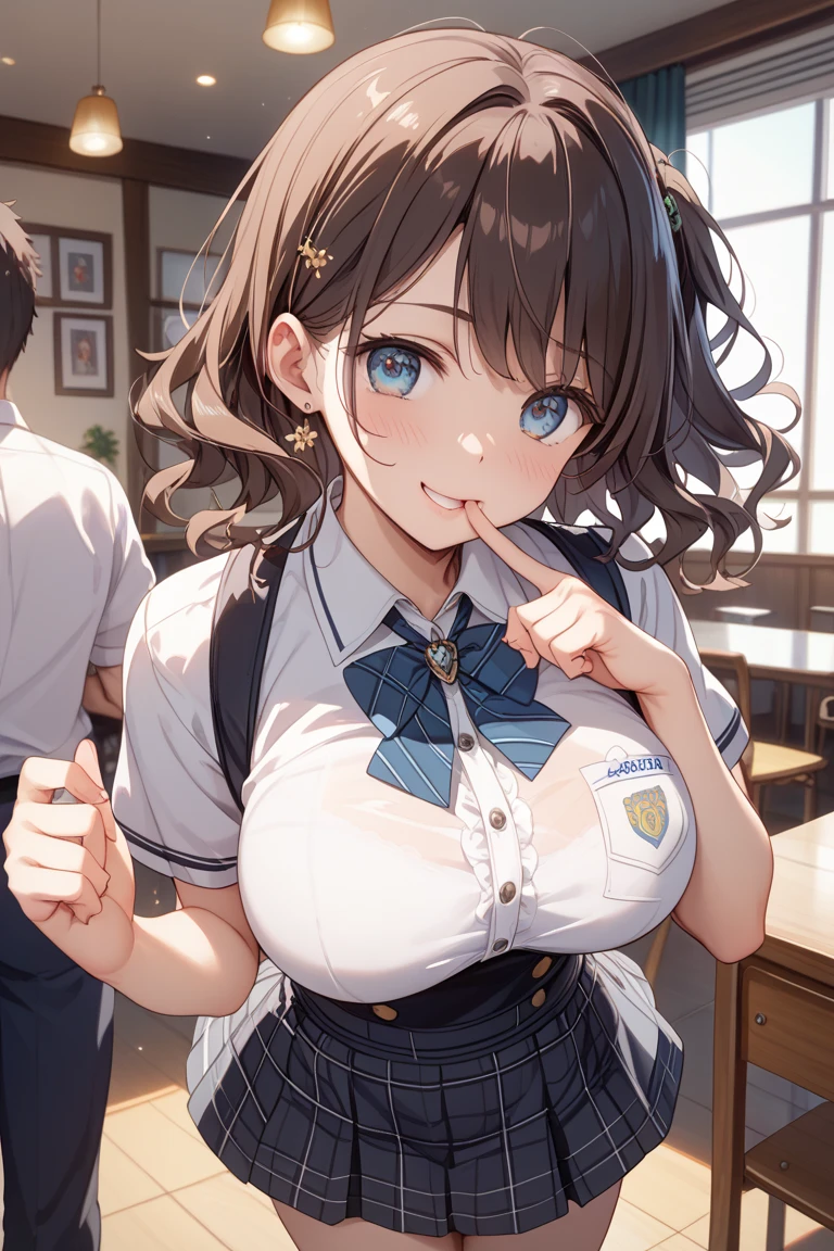 Very detailed、(8k, RAW Photos, highest quality, masterpiece:1.2), (Very detailed 8k wallpaper),shape、Professional Lighting,Sharp focus, Written boundary depth、
Browsing Caution、Clear Eyes、Perfect Anatomy、With a girl、12 years old、、Emphasize cleavage、、(blush:1.5), Open Mouth、 In her room,、White collar shirt、Loosened tie 、(Micro Mini Skirt:1.3),、imminent kiss,Full thighs fully exposed、(reaching out:1.1)