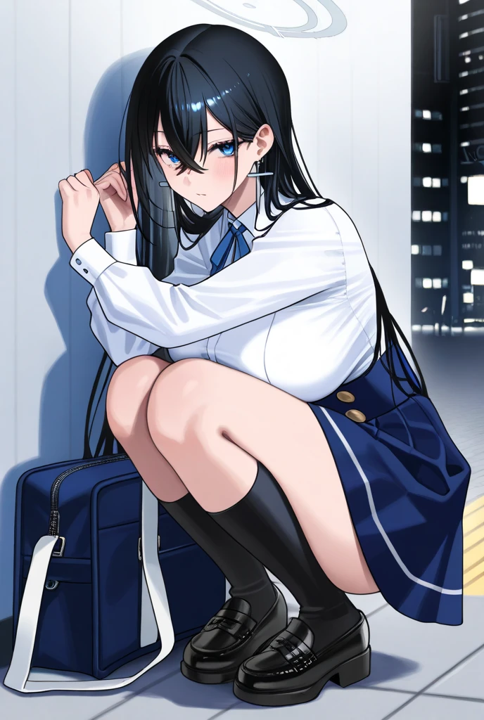 1girl, (((masterpiece))),(((half body))), wallpaper HD, top-quality, top-quality, High Details, masterpiece, best quality, ultra-detailed, illustration, 1girl, serika, school uniform, standing ,white shirt, blue necktie, black skirt, blue jacket, AK-47, comic strip, soothing tones, Subdued Color, Soft cinematic light, adobe lightroom, photolab, HDR, intricately and hyper-detailed、(((depth of fieldasterpiece)))。(((top-quality))).)((ultra-detailliert)))。(((illustratio)))。(((wallpaper))), (((takeout))).dynamic focus.big breasts.(((skyscraper ))).(((A city scape))).(((Face of happiness))). open smile mouth.(((up chest))).((afternoon glow)).((the setting sun)).