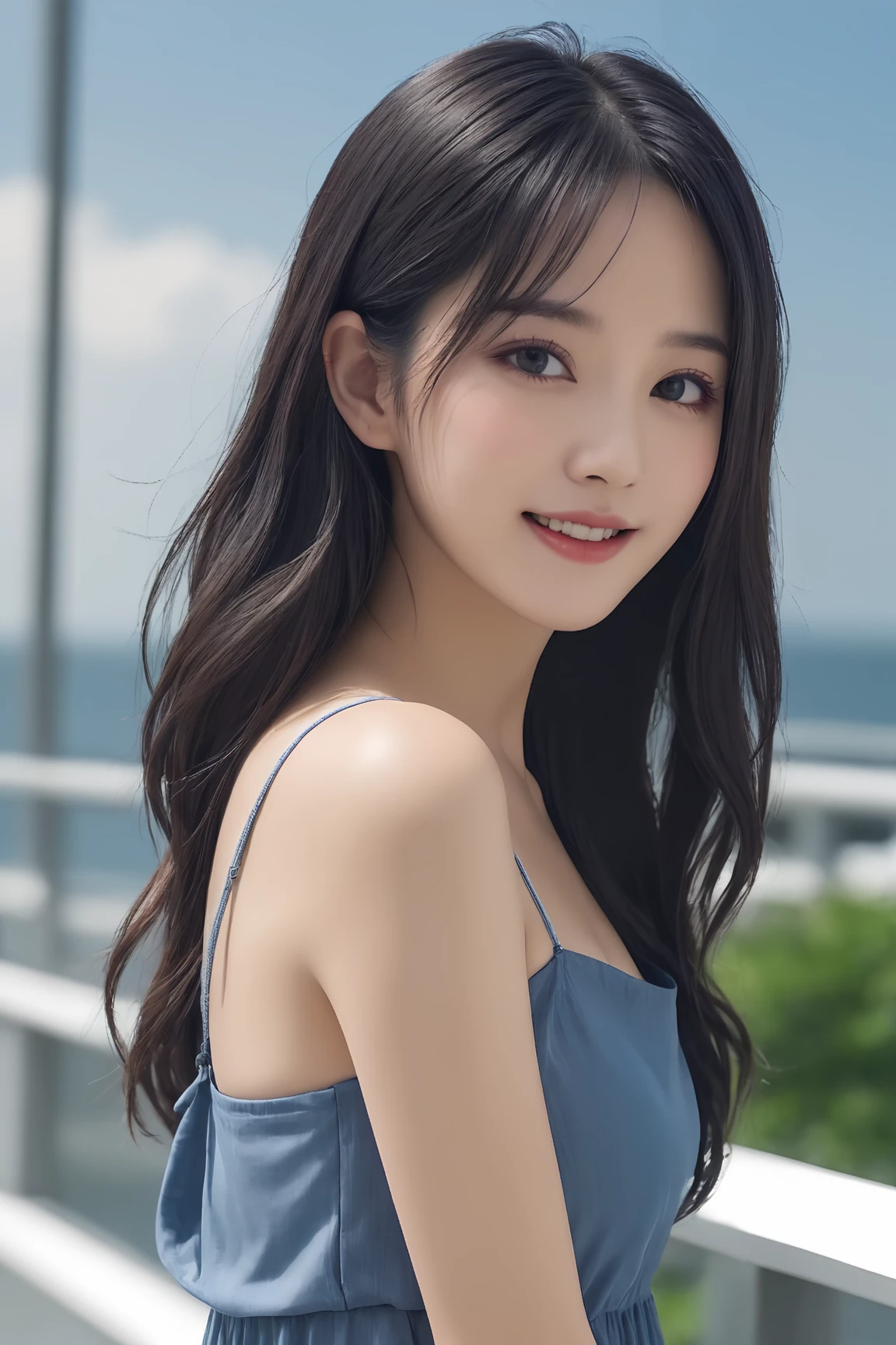 Shampoo Advertising、4、Korean Actress、Beautiful woman、long hair、solo、Happy smile、Beautiful black hair、Glowing Skin、clavicle、Beautiful Hair、High volume of hair