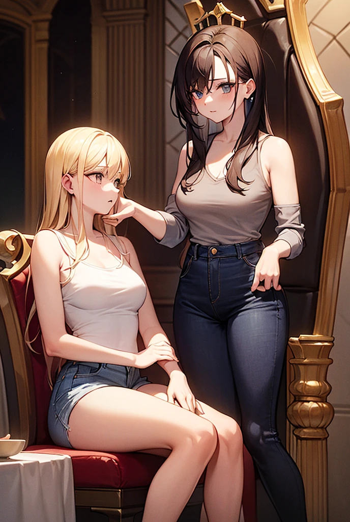 Sexy lesbians　Clothing　Two Women　They get along well　up　Don&#39;t wear a jacket　looking at the camera