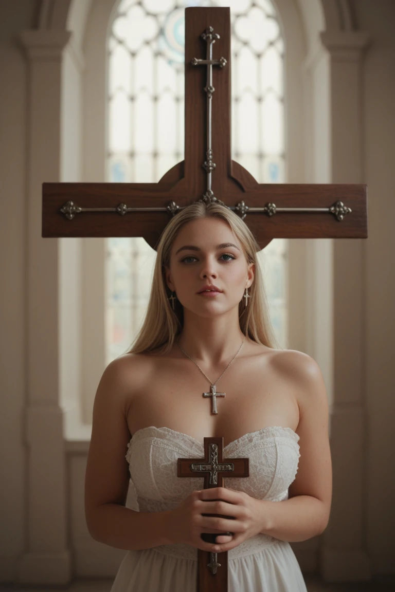 Sensual woman in the Catholic church