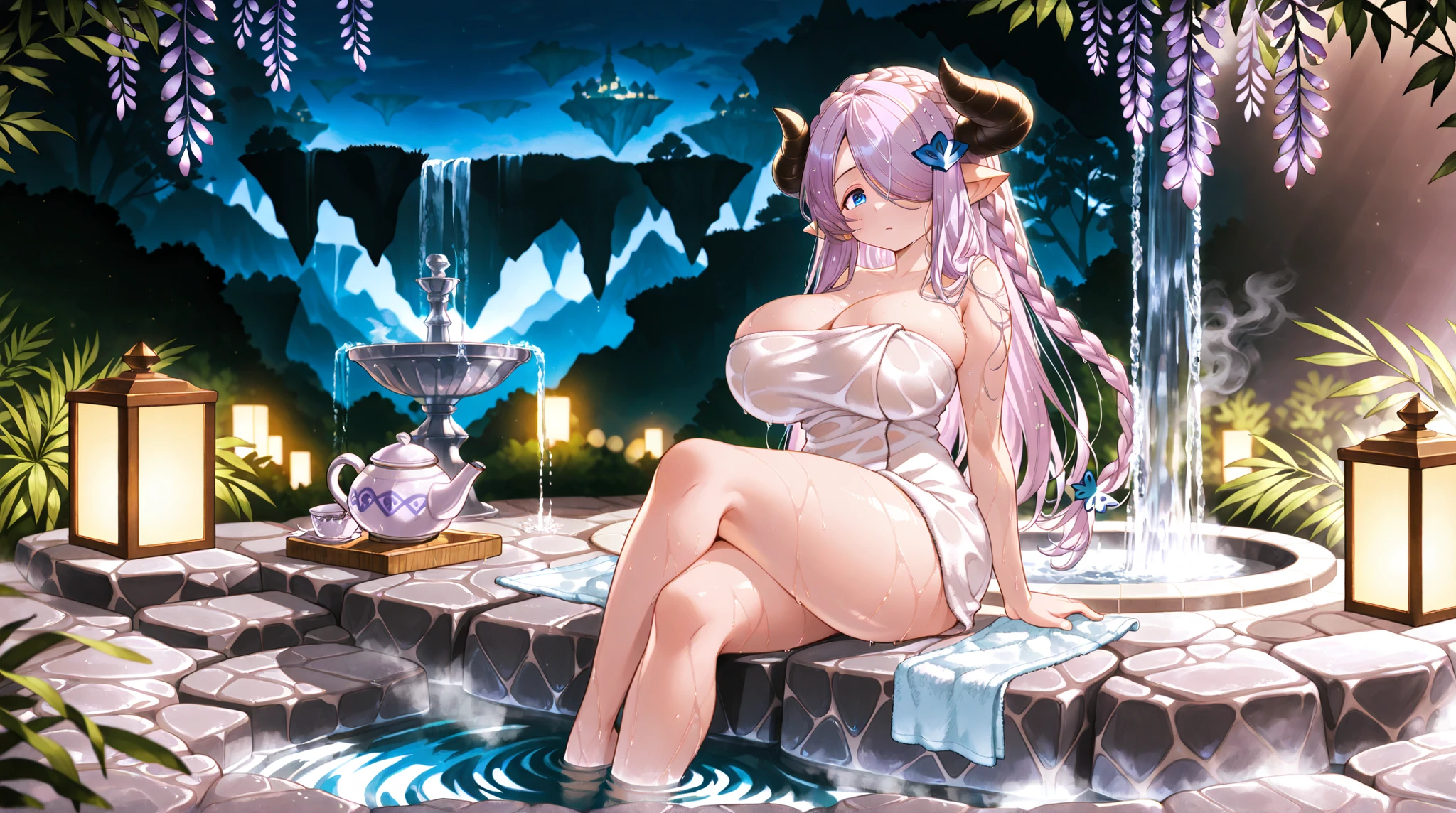 ((masterpiece,High resolution,8K quality,Highest quality)),(masterpiece:1.2), (Highest quality:1.2),Dark Elf , stomach,Huge breasts, Big Tits, Thick legs, Big thighs,squat,nude,Wet,