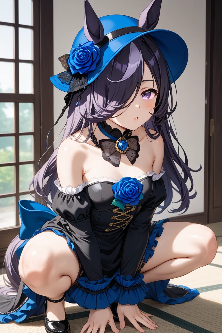 NSFW,(One girl:1.5),Rice Shower \(Horse Girl\),(Wedding Lingerie:1.5),(Perfect hands),(Perfect Anatomy),(masterpiece),(highest quality),Embarrassed,blush