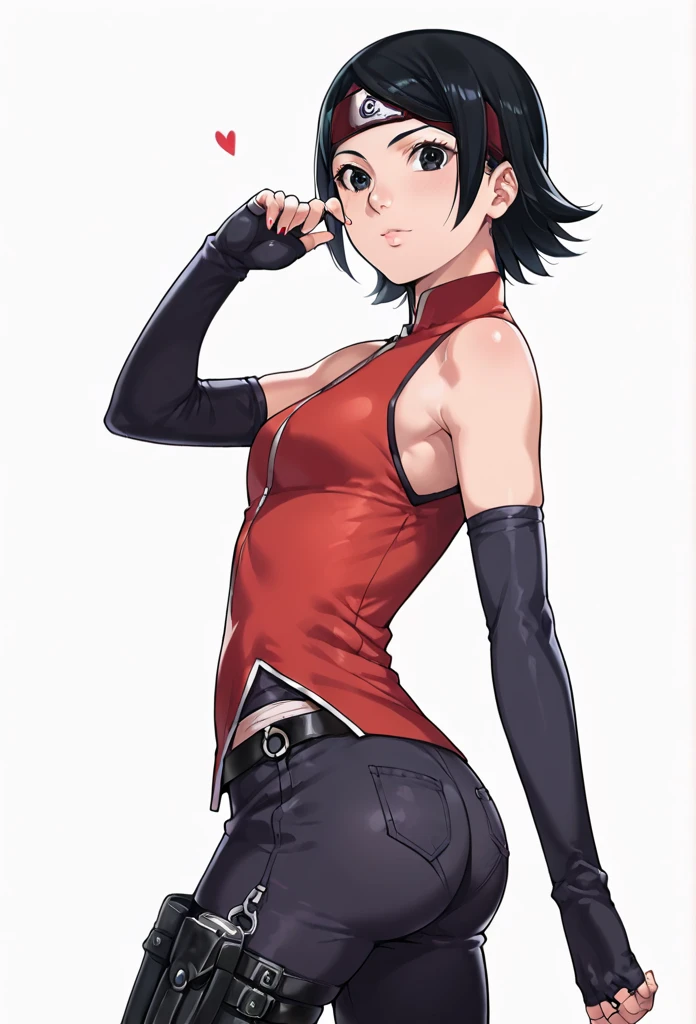 Little sarada com uma camisa larga mostrando os seios pequenos, sideboob, Ahegao face, corpo inteiro, coxas grossas, cintura fina