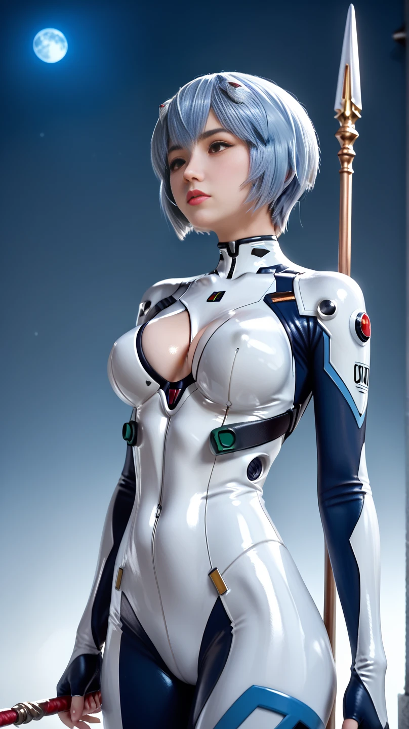 (1GIRL, alone, 独奏), (super detailed face), (Black Long Hair:1.2), (BIG BUTTOCKS, 11 LINE ABS, CLEAVAGE, HUGE FAKE BREASTS:1.5), (MECHA GUARD ARM:1.3), (A girl wearing sexy clothing,scantily clad,Whit cyberpunk sexy maillot,tight clothing,maillot,tight,fitting closely,High slit tight fitting clothing,Glowing eyes,Gloves,(A huge chest:1.4),Large area of skin,The only person,lackluster in one's eyes,A cold expression,White woman,mechanical artificial limb,Mechanical neck,mechanical high heel stiletto boots, Slim waist, Wide hips,High target,Full body portrait,完美的woman身体,woman形象,High-tech laboratory,woman,a voluptuous figure,Mechanical joints,Cyberpunk,Half of the chest is not covered,Thigh gap, Ceramic material,Hollow waist,Facing the audience,very short shaved hair,White hair,crew cut,tomboy, giant breasts, giant ass, very curvy, shiny silver hair, bright blue coloured eyes, cyborg, robotic arms,mechanical parts,Bare thighs,Sexy clothing,Mechanical headphones,Expose buttocks,Bare waist,Large area skin exposure, MECHA GUARD ARMOR LEGS, HIGH HEELS:1.5), (THICC MUSCULAR FEMALE BODY, SEXY LONG LEGS:1.1), (LOOKING AT VIEWER:1.3), (female focus:0.886),(BRIGHT LIGHTING:1.5), ULTRA HIGHT DEFINITION,Whit,highleg leotard,cyborg,cyberpunk
