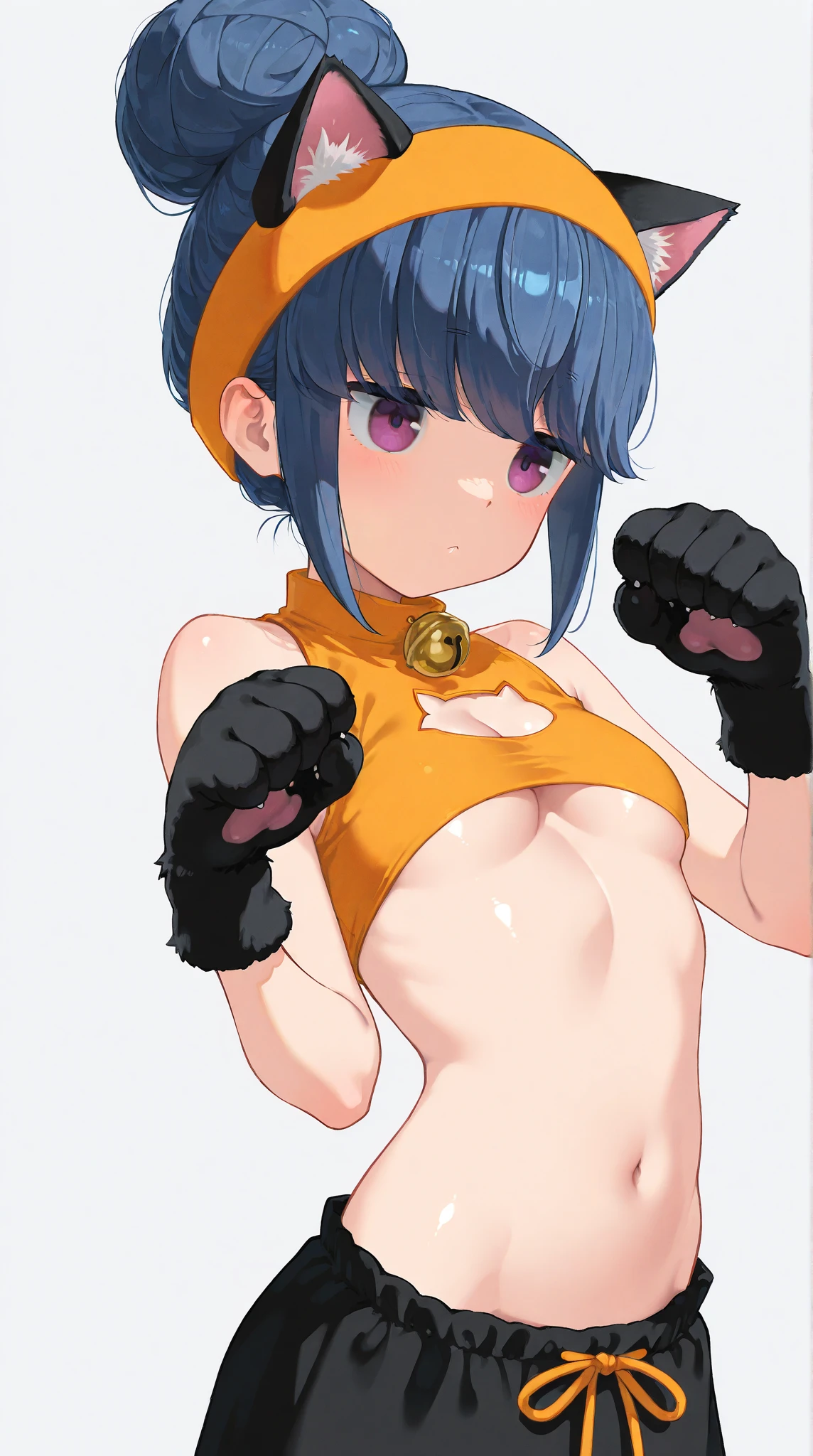 nsfw,((highest quality)), ((masterpiece)), (be familiar with), BLEACH,Soi Fon, 1 Girl, alone, Erect nipples, Black Hair,Slanted Eyes, Black clothes,Black Shirt,jeans, Slender,slender,short hair with long locks, short hair, Small breasts, gloves, Show your armpits