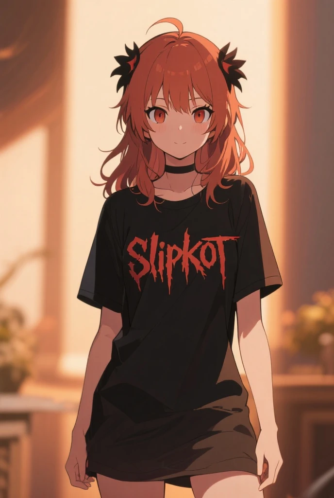 1 girl, wearing a shirt,written the name Harl ,in the middle of the shirt.