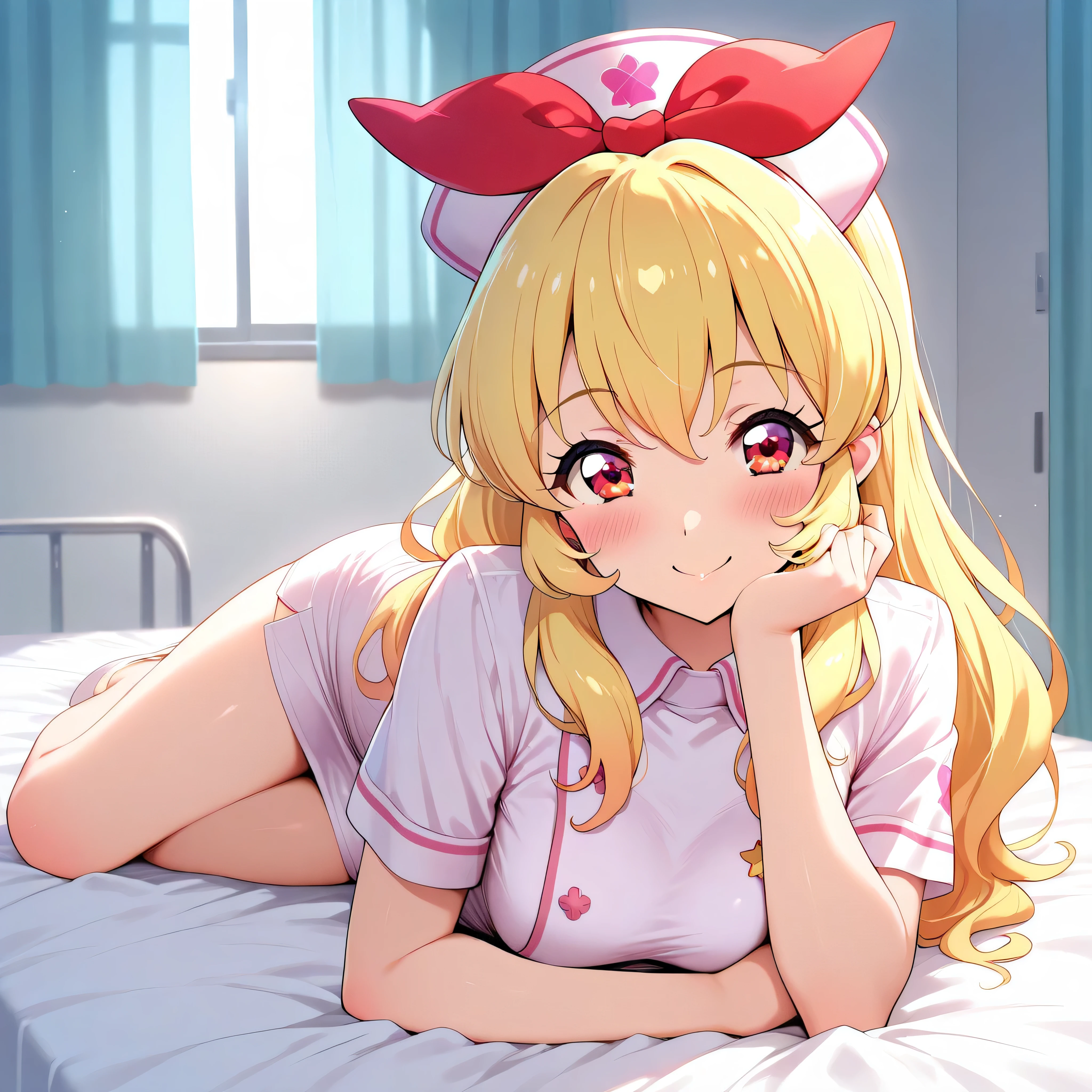 masterpiece, best quality, 1 girl, detailed beautiful face, ((pink nurse)), bent over, down blouse, sort hair, waved hair, twintail, blonde hair, nurse uniform with a few buttons unbuttoned, smiling, (small breast), (flat chest), sweat, smiling, multiple views
Naked poor tits  twintail girl
Cum overflowing from pussy
On all fours