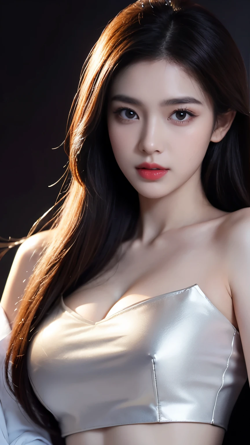 High-quality work,Realistic works,Super premium graphics,8K HD CG works,high quality graphics,High-definition and exquisite CG works,10x pixels,Ultra-fine details:1.1,Advanced technical details:1.1Realistic photo effects,Interior lighting effects:1.5,natural soft light:1.5. Light effect(Virtual light effects:1.8),ultra high resolution,shining dress,sliver long hair,silber hair,transparenthair,high detailed hair(Quality hair details:1.1)Clear eyes,Double eyelids look good,Sharp eye makeup, Create exquisite eyelash makeup, tthin eyebrows, Ultra-detailed eyes,a tall nose, lovely red lips, rosey cheeks, With delicate makeup on her face , pretty face, The face shape is perfectly proportioned,(Advanced facial details:1.1)1girl,beautiful vintage color, instagram (photorealistic, high resolution:1.4), ((puffy eyes)), looking at viewer, , full body (8k, RAW photo, best quality, masterpiece:1.2), (realistic, photo-realistic:1.37),(sharp focus:1.2), professional lighting, photon mapping, radiosity, physically-based rendering, (pale skin:1.2),(small breasts:1.2), looking at viewer, (middle hair:1.5), portrait, purple eyes, (sliver hair:1.1),bangs, (simple background:1.4), solo, upper body, realistic,(masterpiece:1.4),(best quality:1.4),(shiny skin),fashi-girl,makeup,smile(skinny,closed mouth,shy :1.3) ,(standing,black Stewardess uniform,Necromancer:1.1),medium bust,sexy pose , .,Women's artwork,Dress full body video,Realism,Amazing Cleavage,My eyes are very bright today