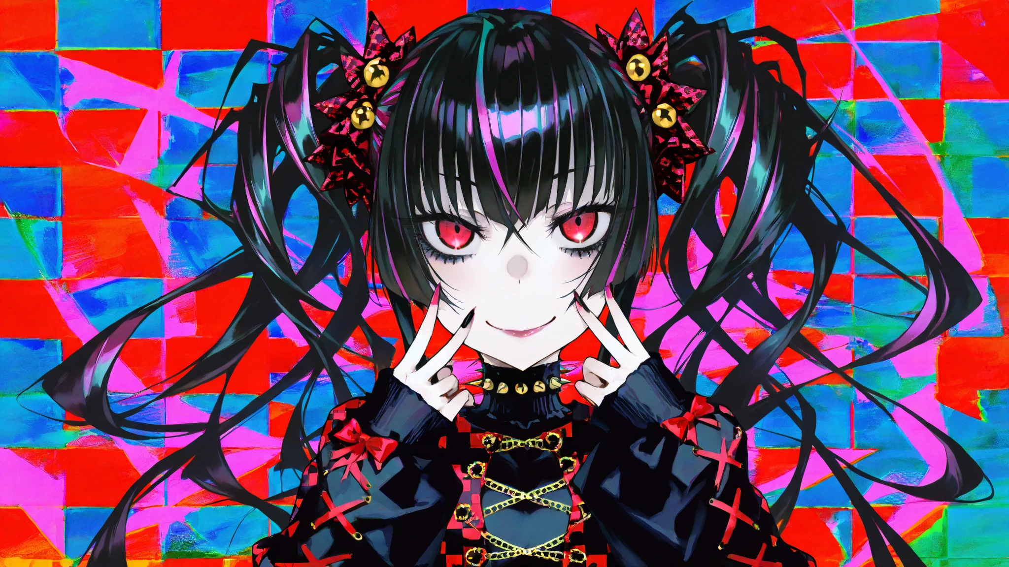 1 person、Full Body、Red Eyes、Black Hair、Black Feather、Gothic Punk、tears,anime zombie witch design, skulls, street wear design, pro vector, Horror style, full design, 6 colors only, solid colors, no shadows, full design, sticker, bright colors, white background.super fine illustration,(((beautiful fine hair))),(((beautiful fine face))),(((beautiful fine background))),(((beautiful fine hair))),(((beautiful fine face))),(((beautiful fine background)))、Black Hair、blunt bangs