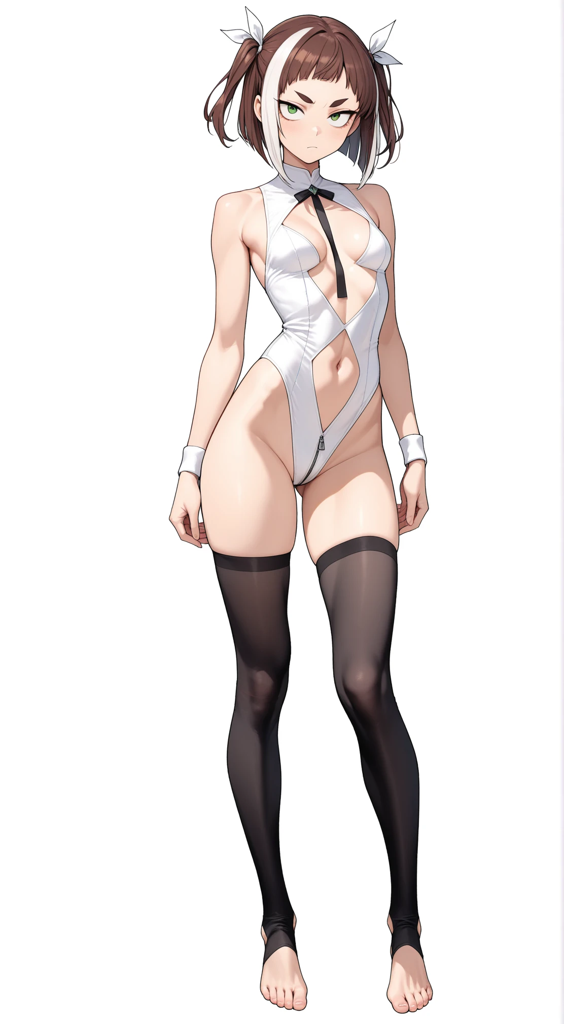 A sexy woman dressed as a bunny posing for a photo on the wall with her back to the camera, 1girl, solamente, Conejito Playboy, pantys, Orejas de animales, Orejas de conejo, pantimedias de red, Balancines, tacones altos, cabello negro, wrist cuffs,Kobeni,brown eyes, (((fondo blanco, obra maestra, better anatomy)))
