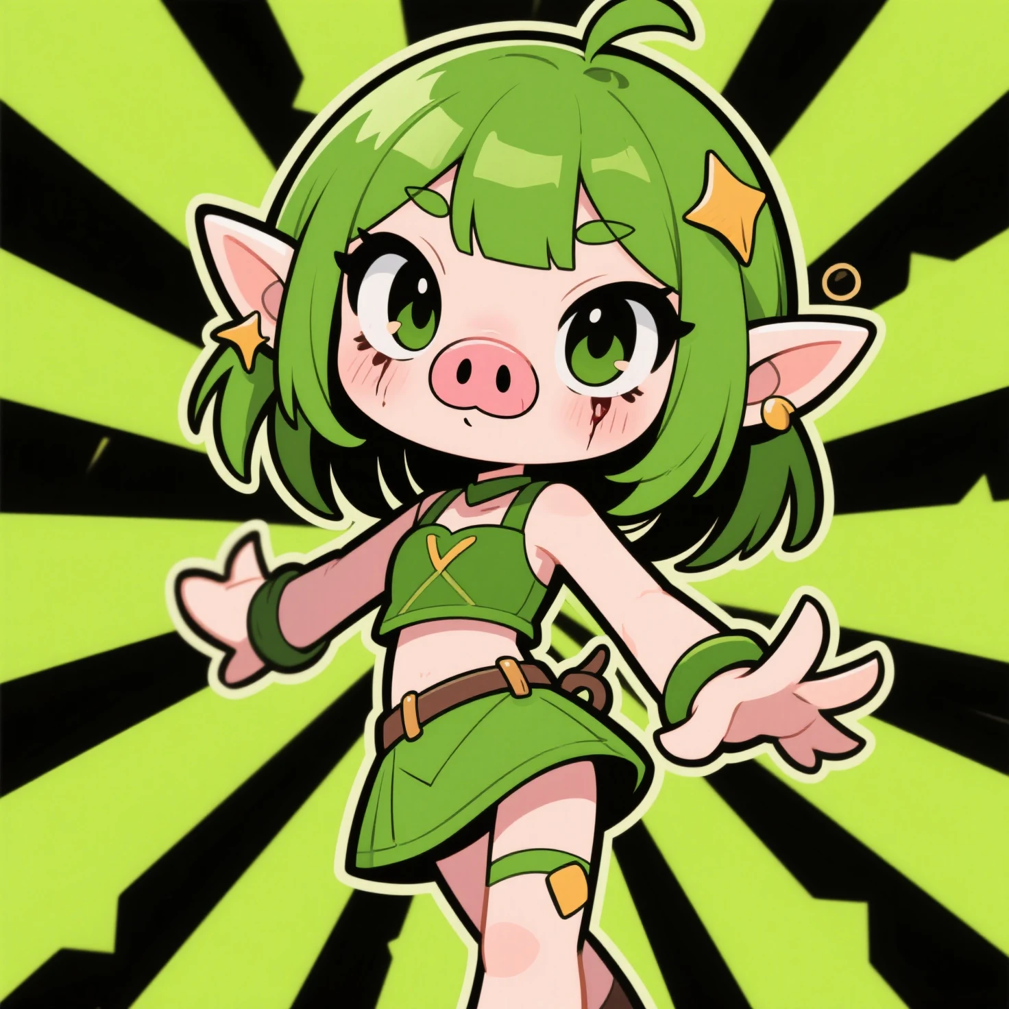 (best quality,ultra-detailed:1.2),(realistic:1.37),anthropomorphic,pokemon,maractus,(female:1.1),wide hips,skirt,claws,pink flower,spikes,plant-humanoid, wearing Headphones 