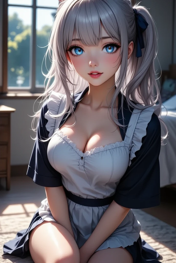(masutepiece: 1.3), (max resolution: 1.2), (Ultra HDTV: 1.2), cinematric light, 8K resolution,
Detailed eyes and skin, detailed facial features, , (Sharp Focus: 1.2), (Focus on Face:1.2),Perfect Style, Beautiful face, acurate, Anatomically correct, Highly detailed face and skin texture, Detailed eyes, Double eyelids, Thin eyebrows, Glitter Eyeliner: 1 Natural cheeks, Glossy skin, Fair skin: 1.2, (Glossy lips: 1.4),、 (Shy look: 1.2),Highly detailed facial and skin texture, Detailed eyes, Double eyelids, Natural cheeks, , shiny lips: 1.4,Exposed cleavage、(A large amount of sperm in the chest:1.4)(Large amount of sperm in the thighs:1.2)、
red blush、humiliated、impatience、dismay、Frightened、glares、Tears、embarrassed from、Open knees、open one's legs、Masturbation behavior、masturbation、rubbing the genitals with fingers,,,,,,,,,,,,,,,,,,,,,,,,,,、
White underwear、White bra、Shiny little earrings and necklaces、、Disheveled clothes、Dressing、Exposed panties、Wearing sweat、sodden、Sheer underwear、
25 years old, femele 、 Big, upturned breasts, Sitting in bed, Bedroom,a blond、blue eyes、(maid clothes:1.6)、