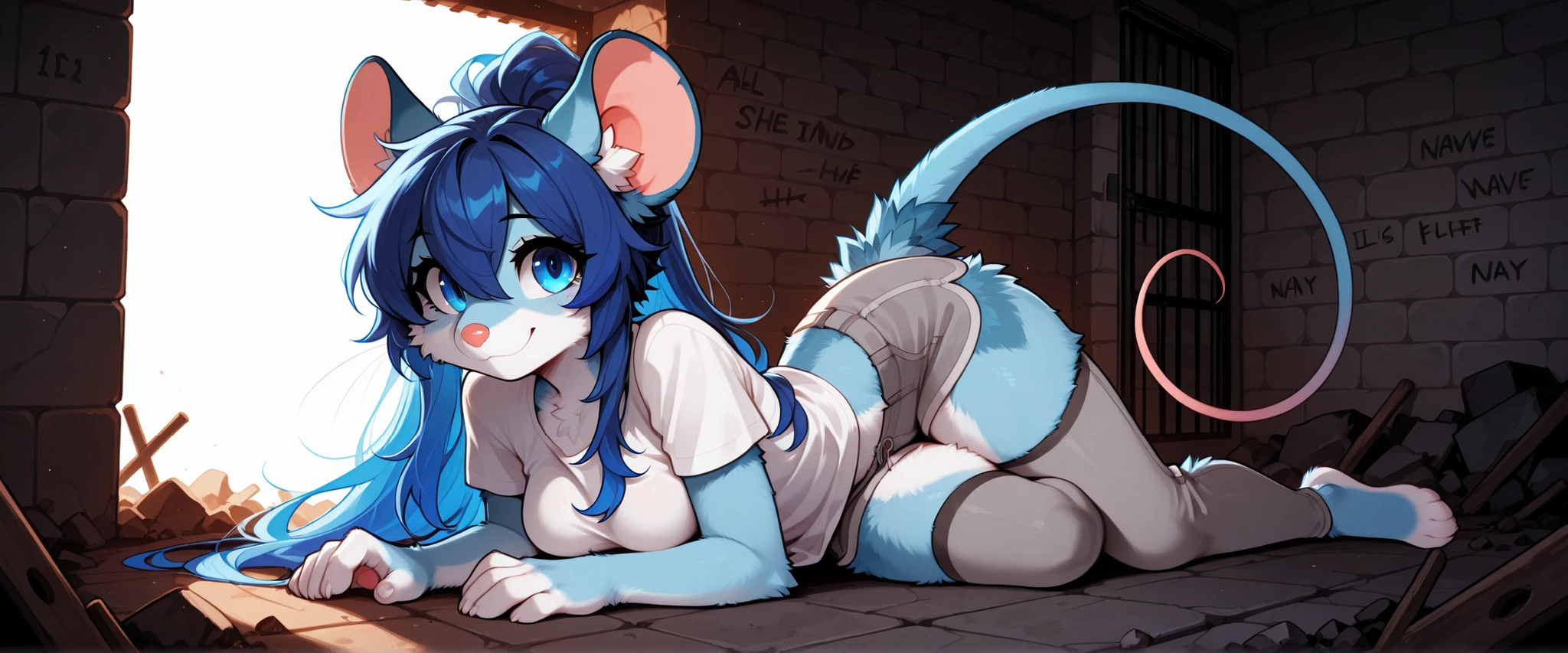 indoor, bedroom, on_bed,  ((((apron))))(chibi)
 ((Glaceon)), [[light blues_body, Sharp_tail，Light blue hair]],blue, (((quadruped, feral, canid, canine))), hind_limbs, (pink_pawpads:1.2), (animal_legs, animal_hand:1.2)
solo, looking_at_viewer
spread_legs, on_back
best_quality, hi_res, masterpiece, absurd_res
Highly_detailed, 4k, high_detail, detailed_background
uploaded_on_e621, (by_Hioshiru:1.2), (by_Ancesra:0.6), (by_Kekitopu:0.6), (by_kikunyi:0.6), (by_Syuro:1.2), (by_Doxy:0.6), (by_youjomodoki:0.6), by_dacad, (by_reysi:1.2), by_zinfyu, by_pata, by_chunie, by_dr.bubblebum, no clothing, spreading legs