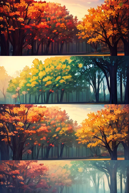 Picture of spring trees and autumn frost swallowing the world