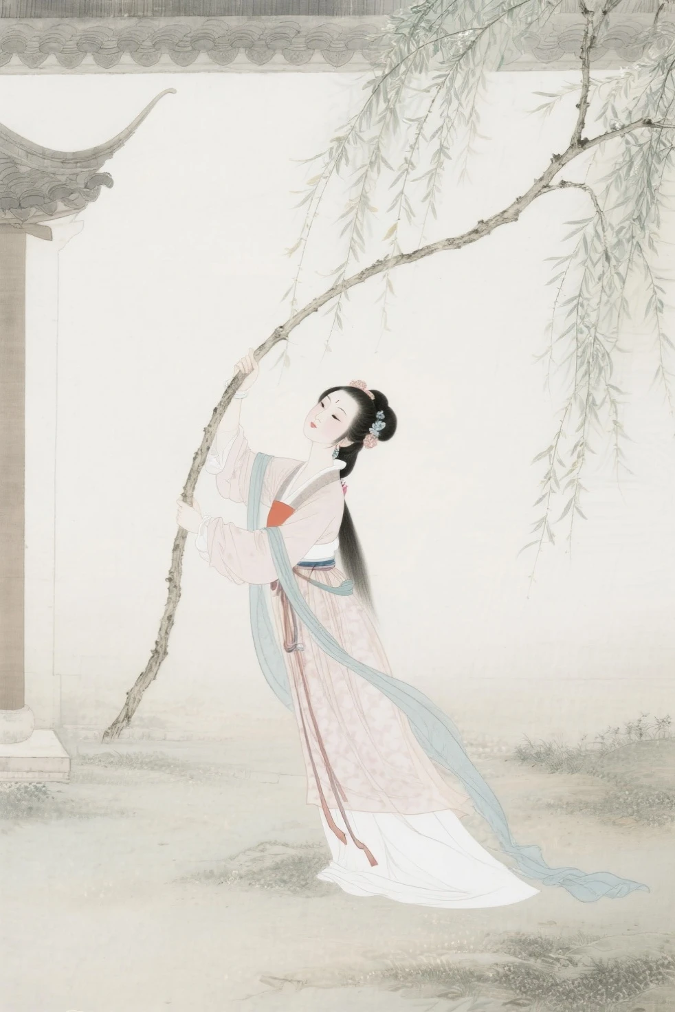 Lin Daiyu plucked the willow upside down